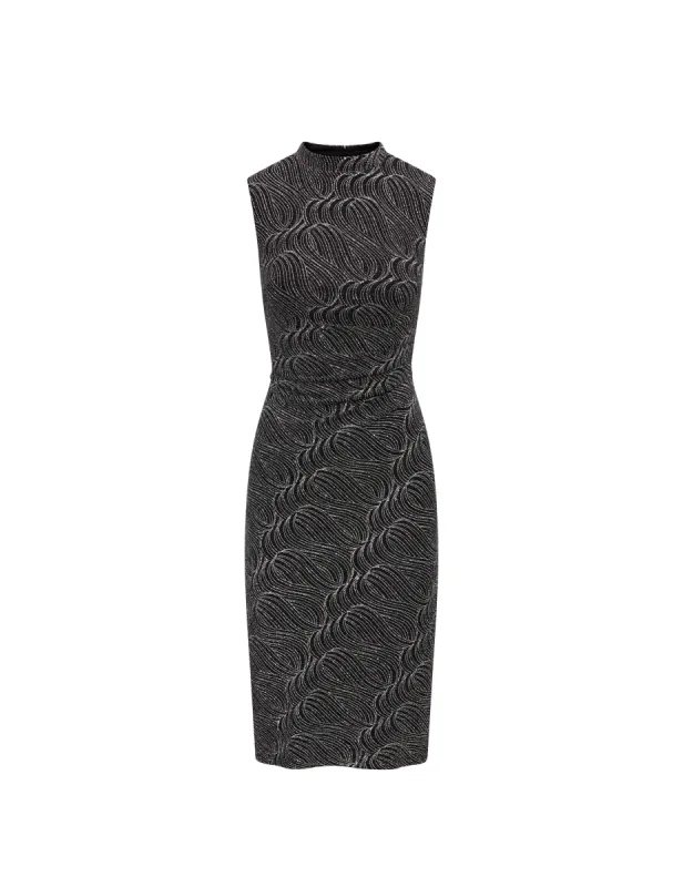 Metallic Swirl Side Ruched Midi Dress- Sale sold by Anne Klein
