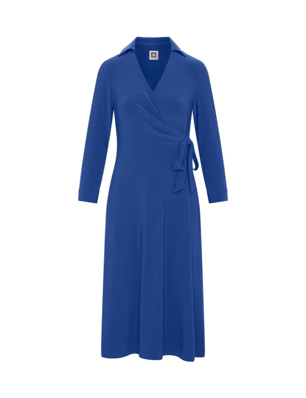 Solid Signature Collar Wrap Dress- Sale made by Kasper