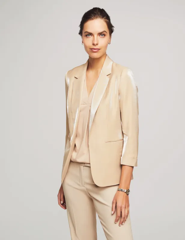 Shimmer Twill Notched Collar Jacket With Rolled Sleeves- Sale sold by Anne Klein