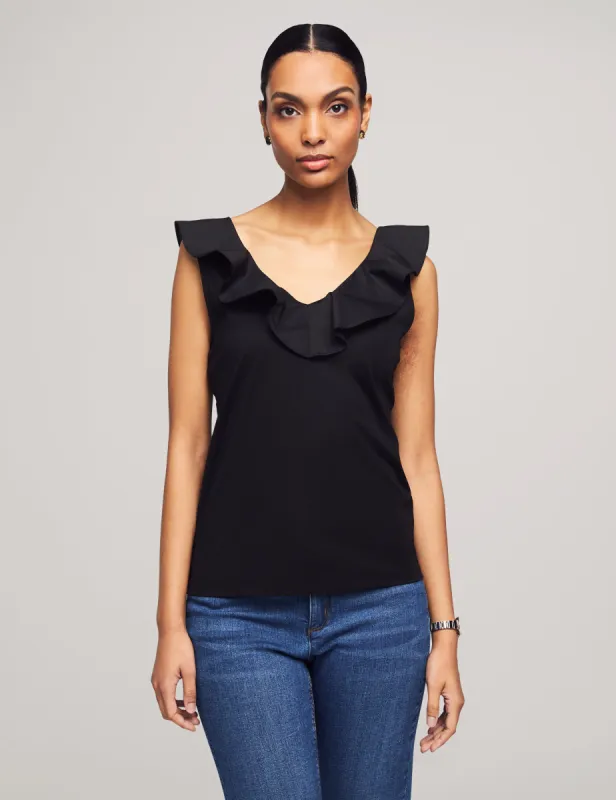 Harmony Woven Combo Flounce Top- Sale sold by Anne Klein