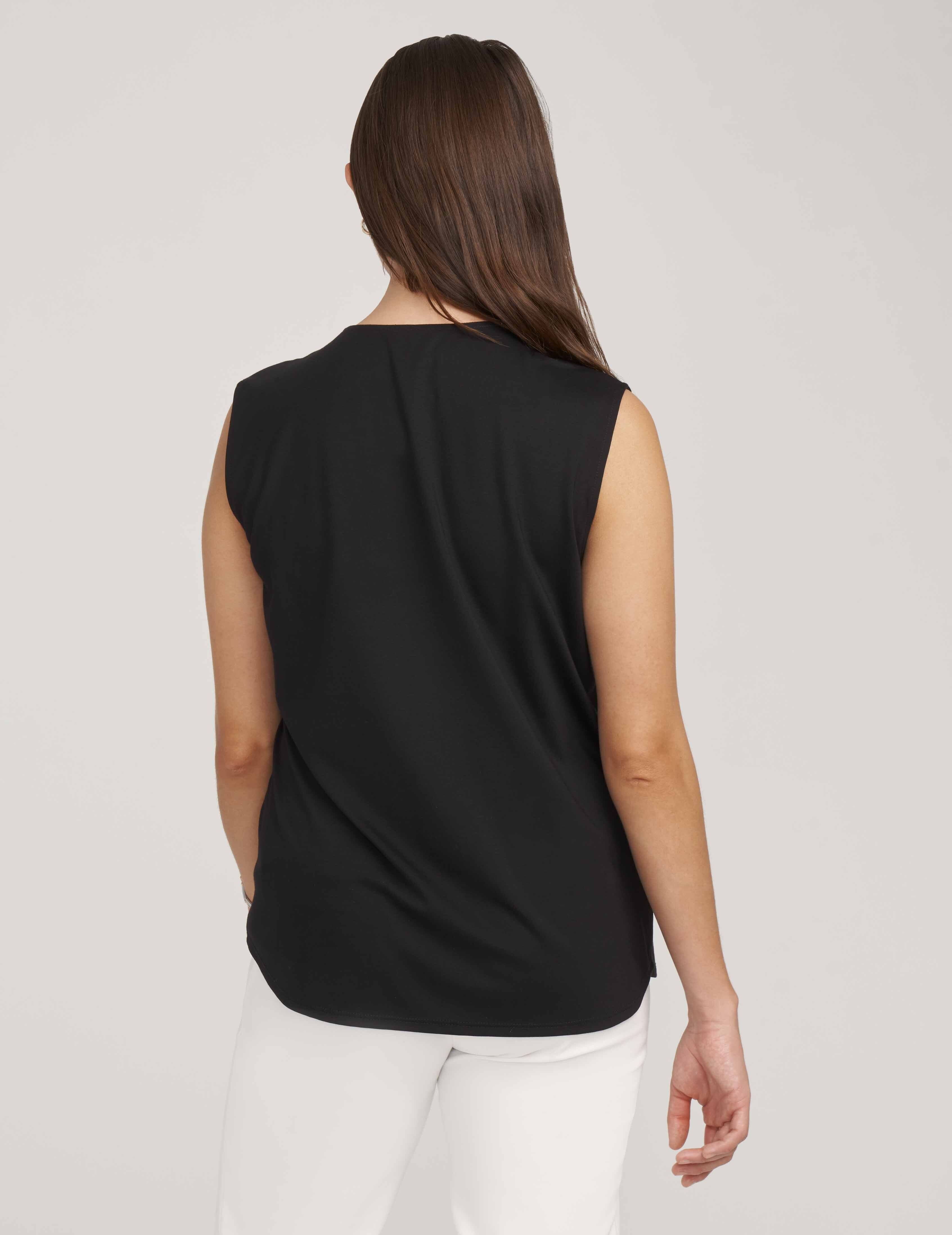 Easy Pleat Front Top With Faux Leather Trim- Sale sold by Anne Klein product image thumbnail 3
