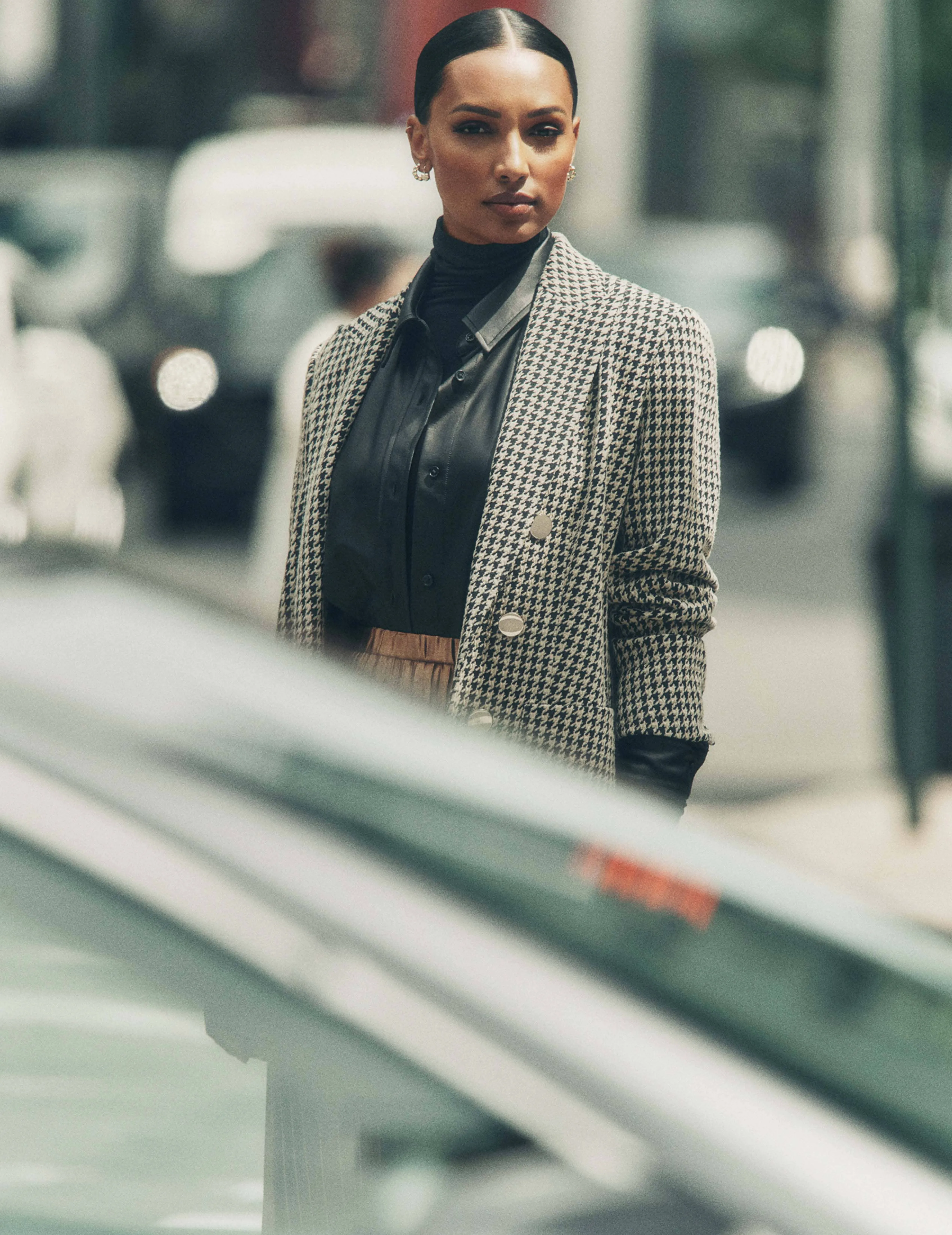 Knit Jacquard Faux Double Breasted Patch Jacket sold by Anne Klein