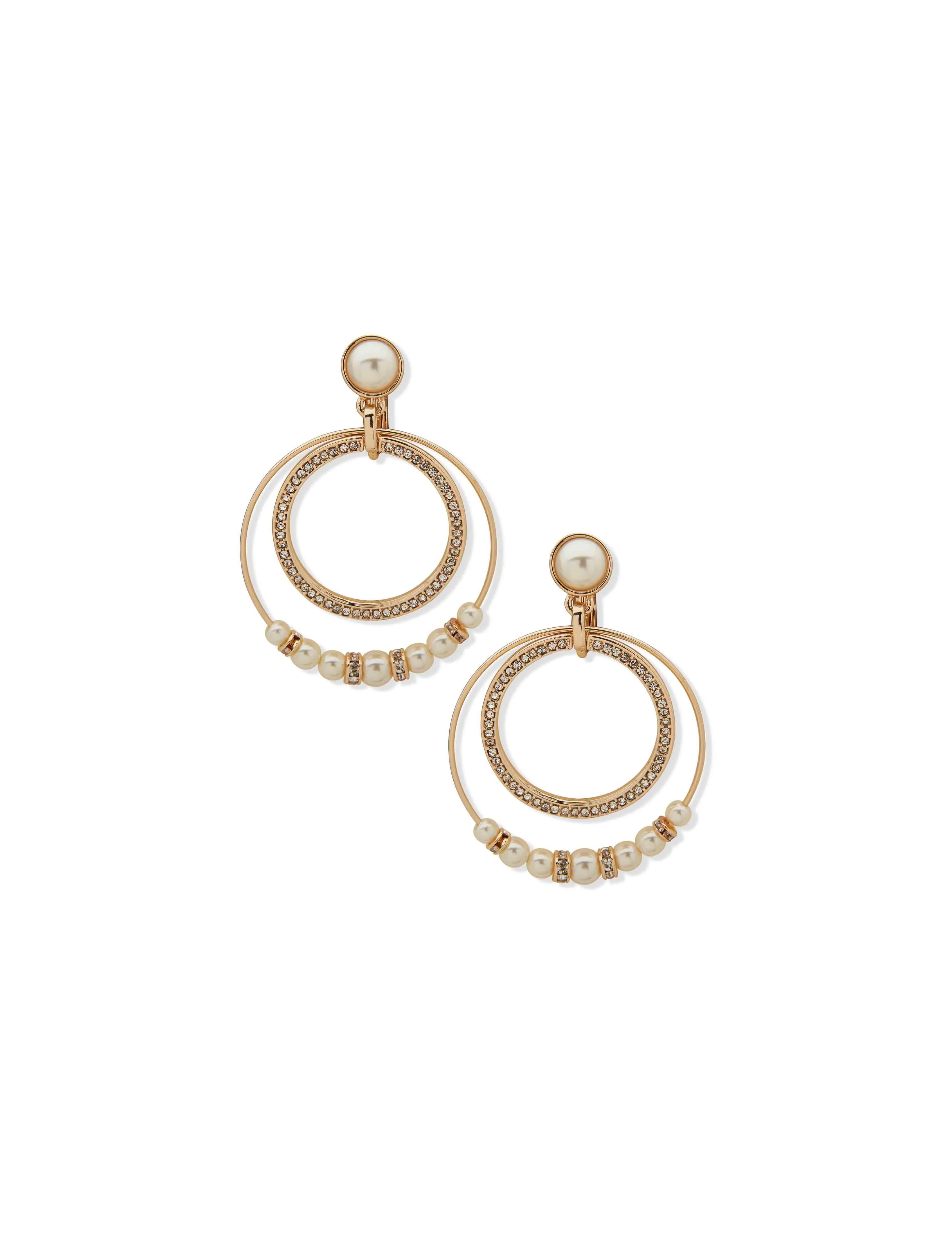 Orbital Pearl Earrings - Gold / Pearl sold by Anne Klein