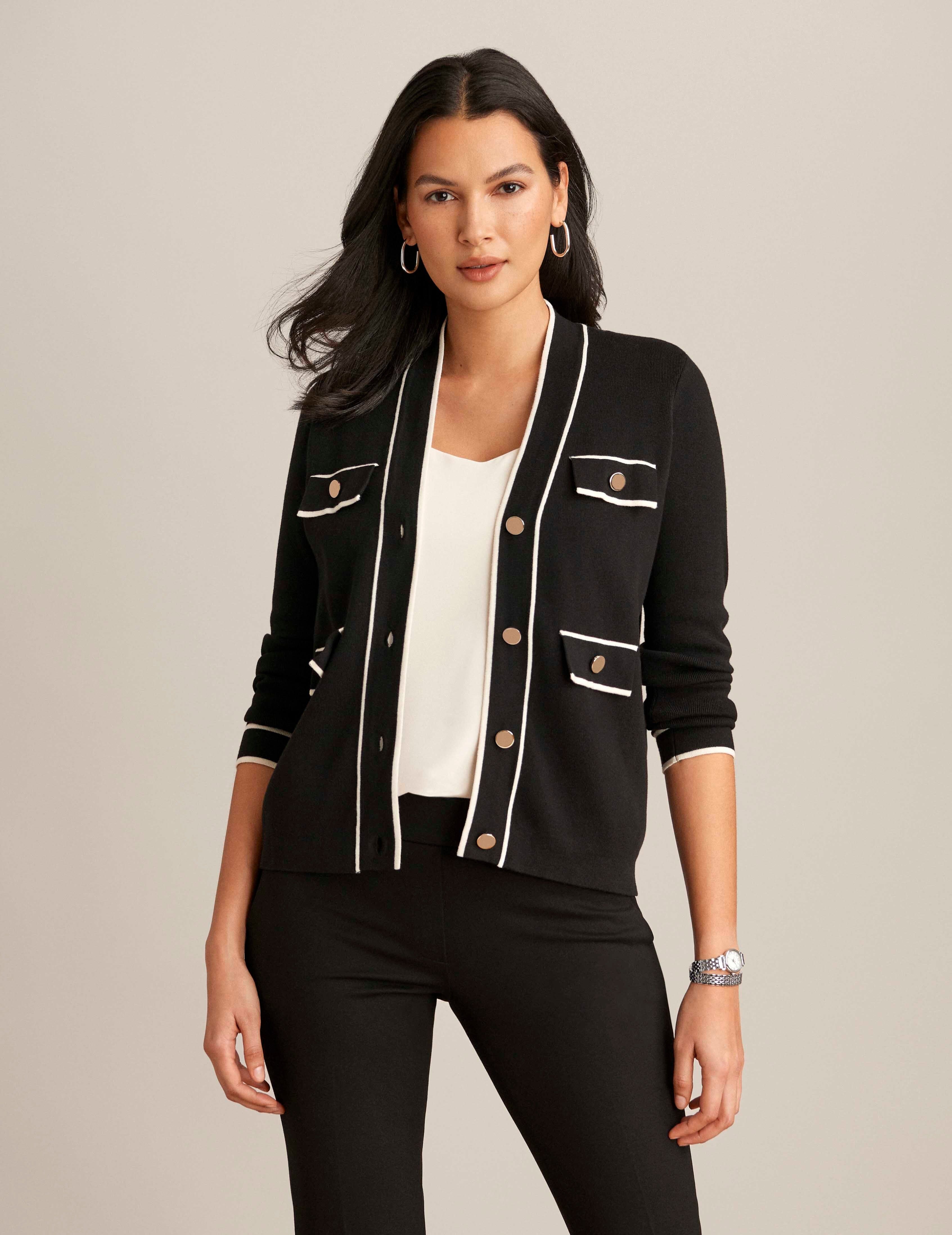 Cardigan With Tipped Pockets sold by Anne Klein