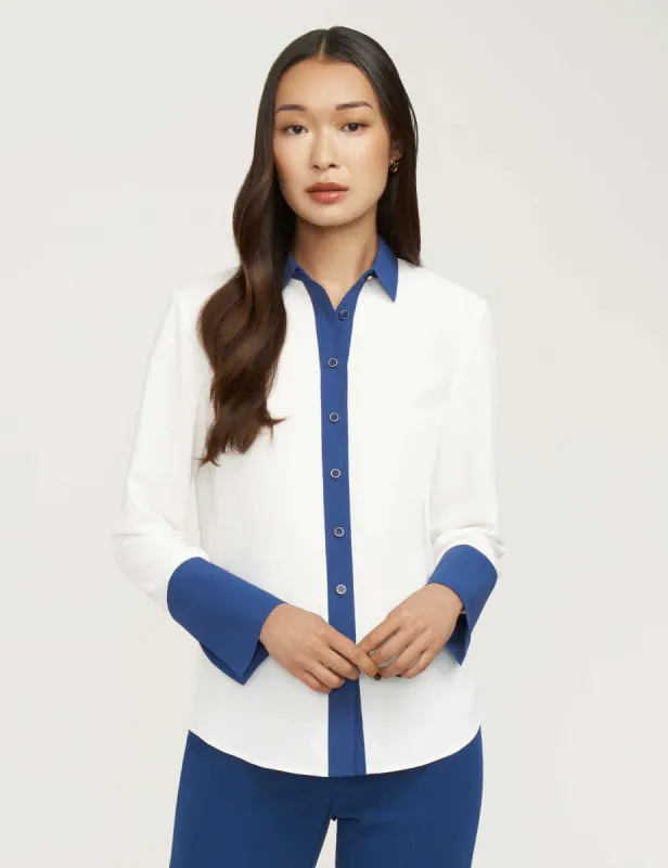 Split Cuff Button Down Blouse- Clearance sold by Anne Klein