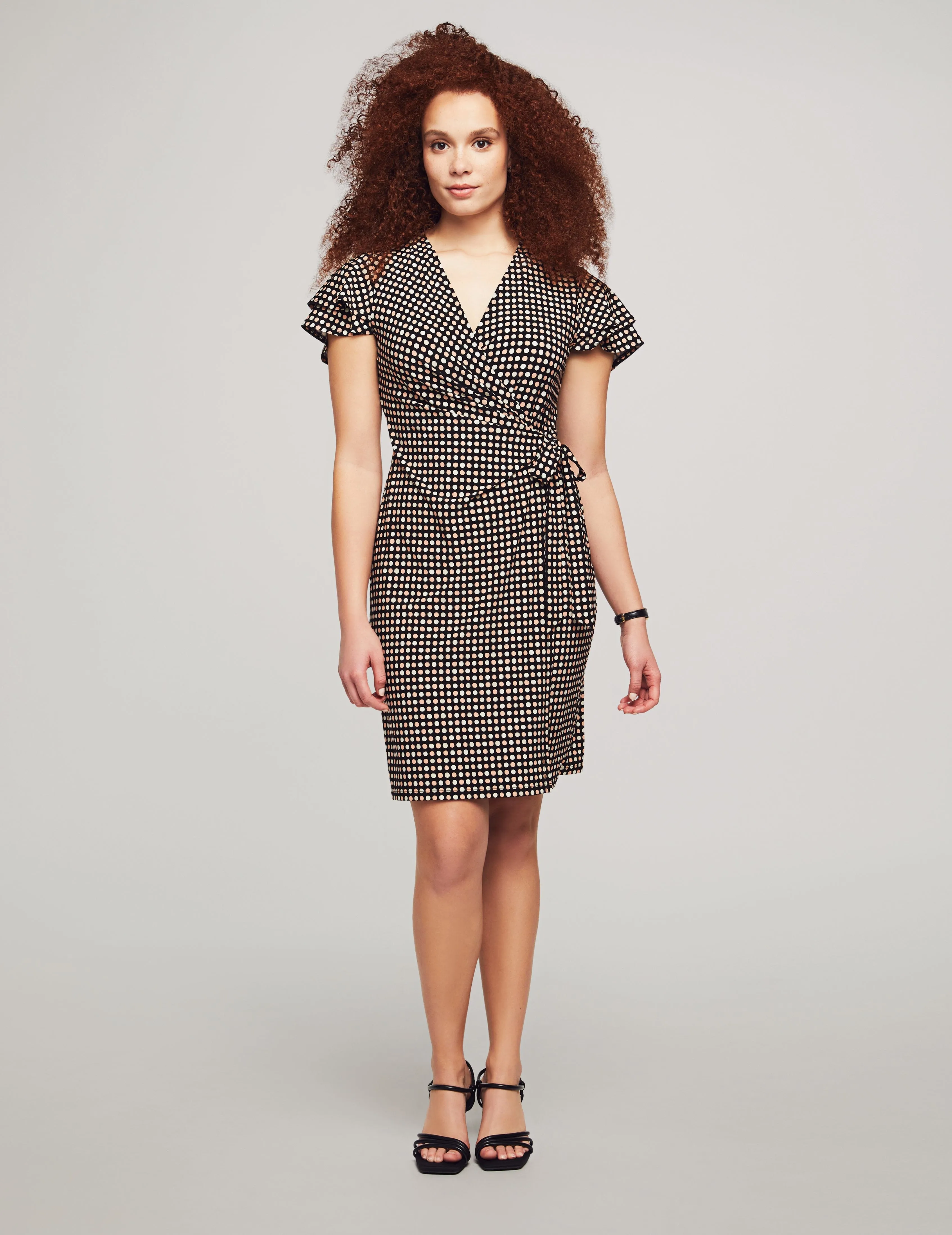 Printed Flutter Sleeve Wrap Dress- Sale sold by Anne Klein