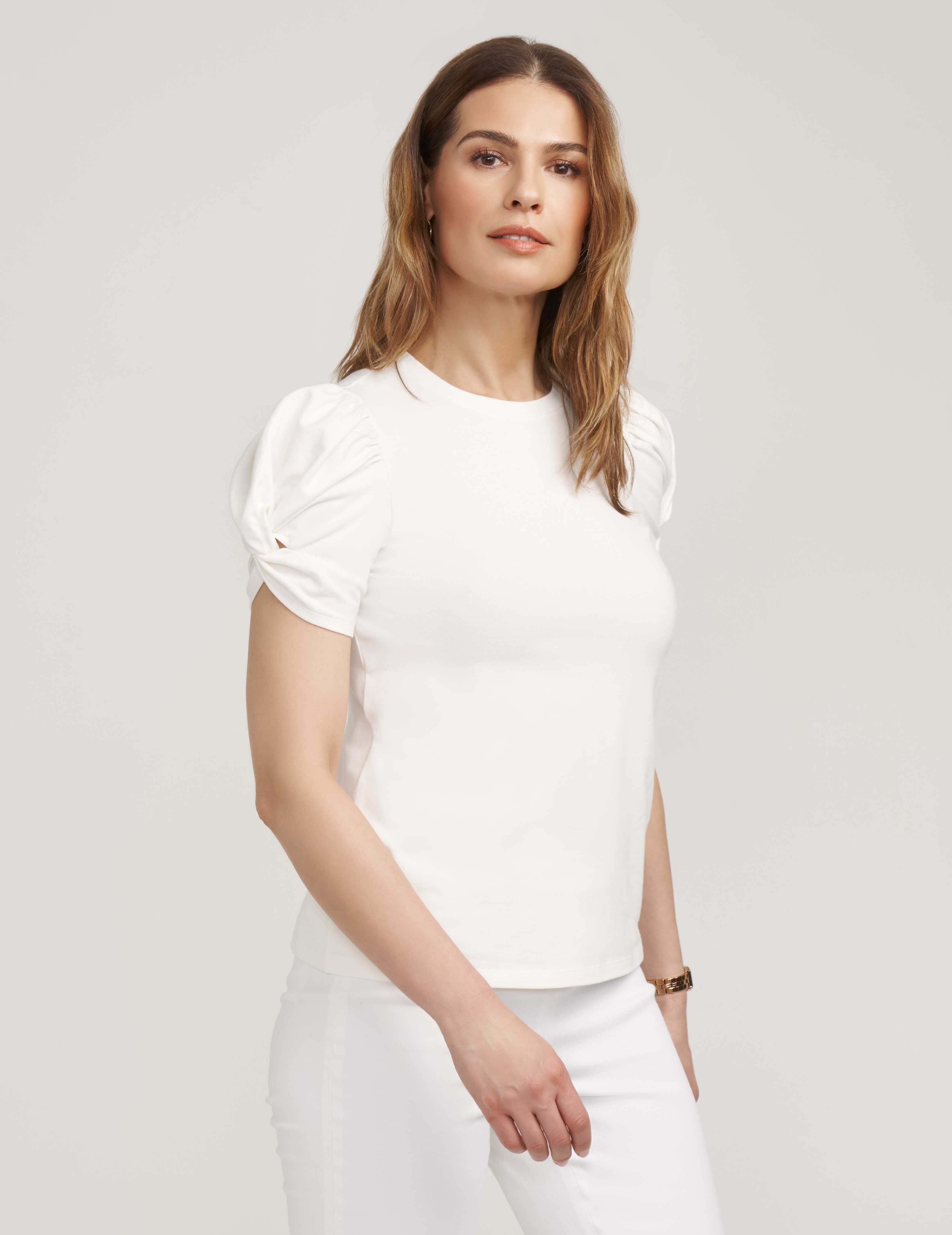 Costal Knit SS Twisted Puff Slv Top- Clearance sold by Anne Klein