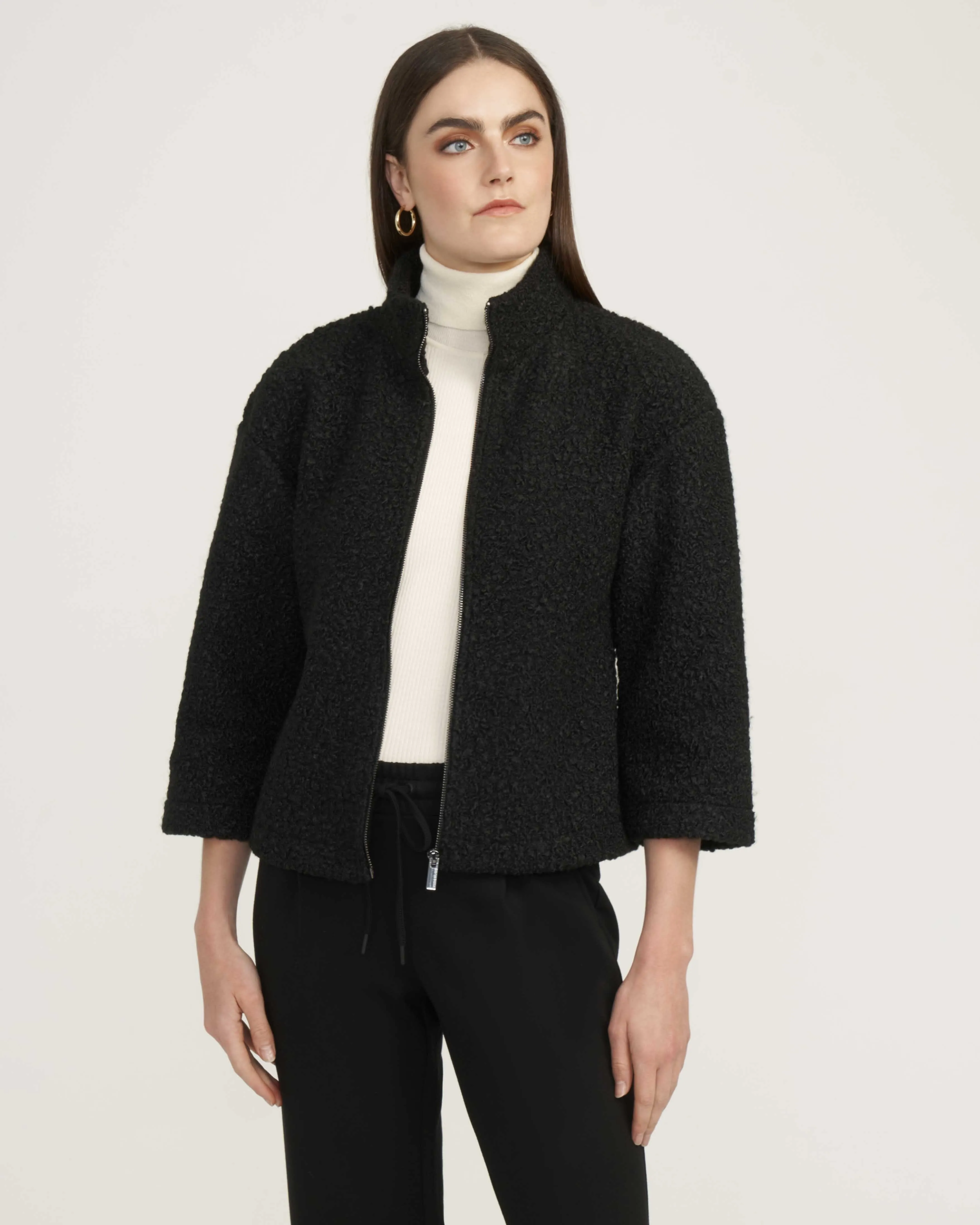 Funnel Neck Zip Front Sherpa Jacket- Sale sold by Anne Klein