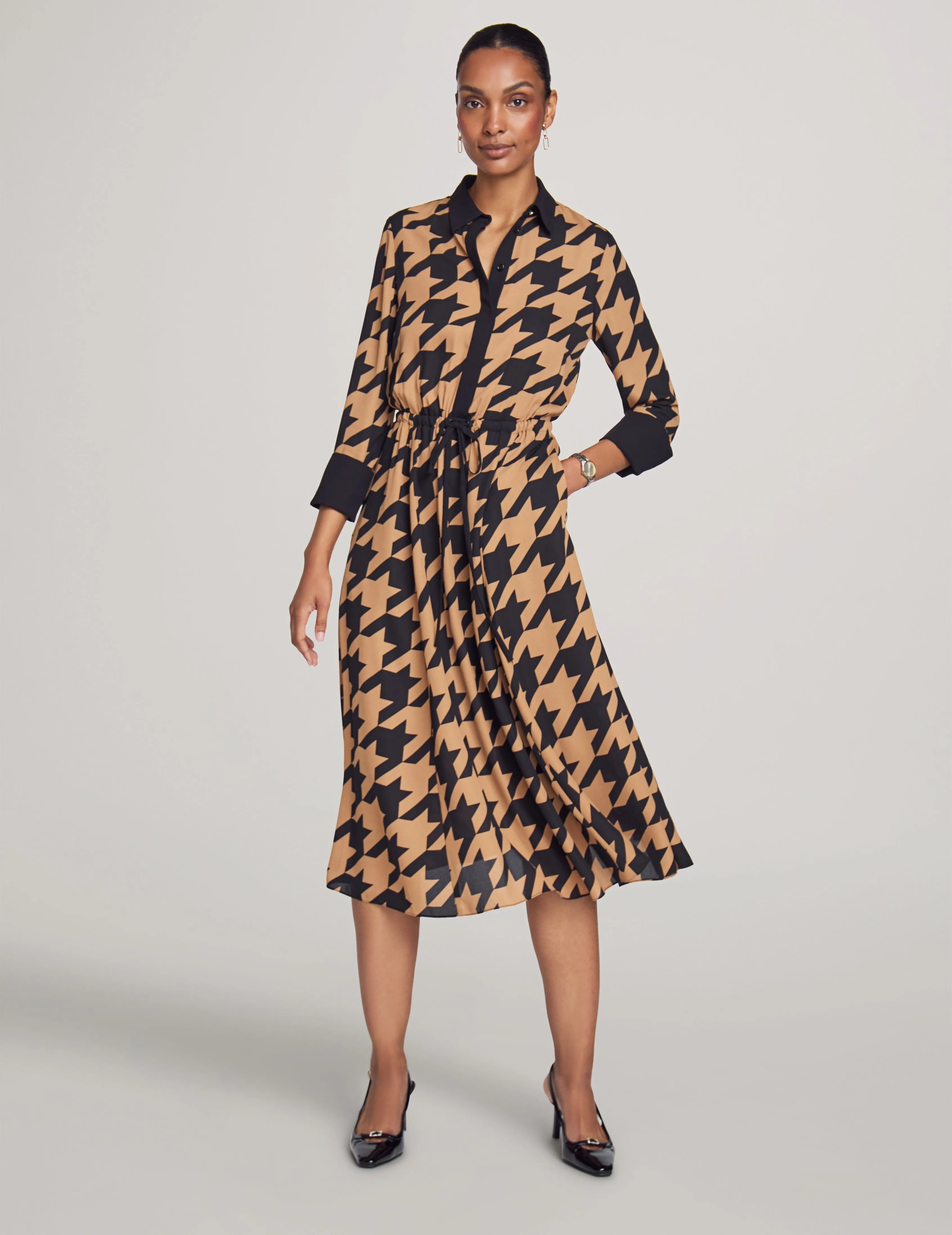 Printed Drawstring Shirt Dress- Sale sold by Anne Klein
