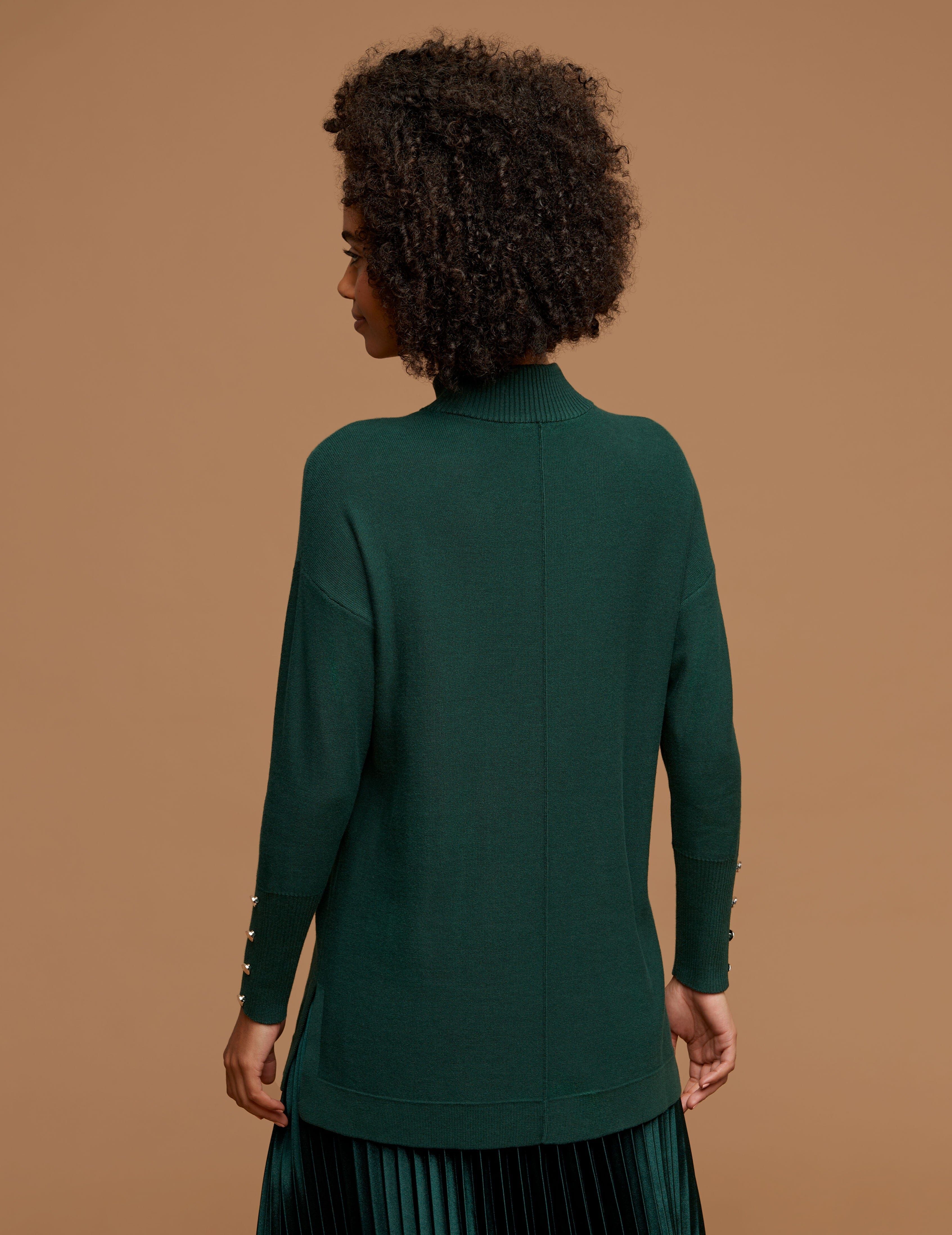 Mock Neck Long Sleeve Sweater With Buttons sold by Anne Klein product image thumbnail 2