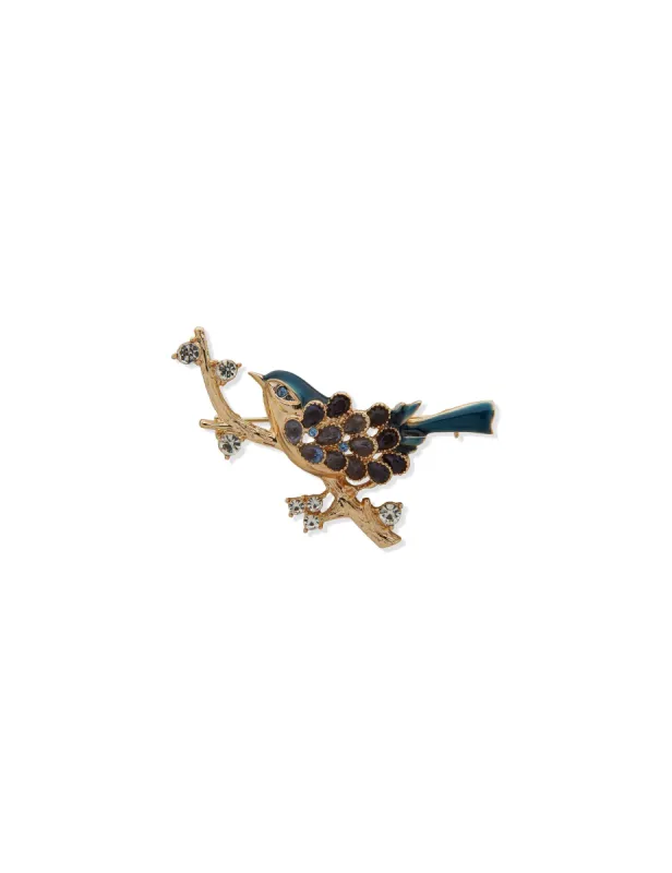 Boxed Gold Bird Pin-Blue Crystal sold by Anne Klein