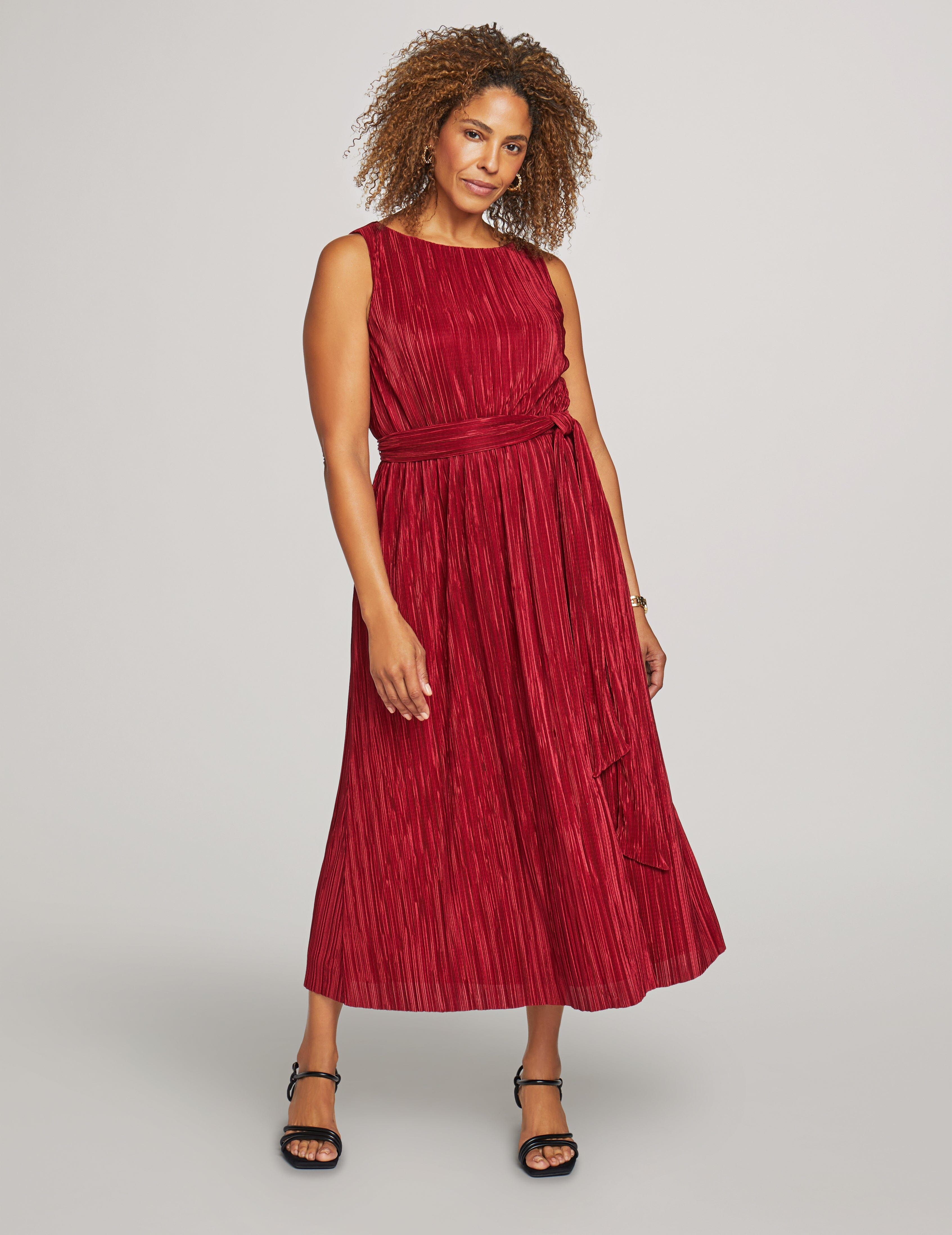 Boatneck Pleated Midi Dress sold by Anne Klein