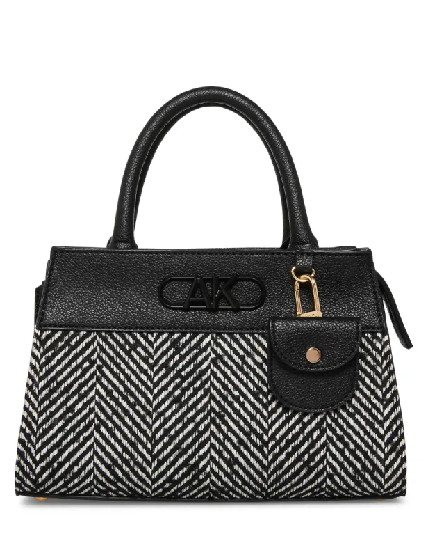 Convertible Herringbone Mini Satchel With AK Bevel Logo sold by Anne Klein