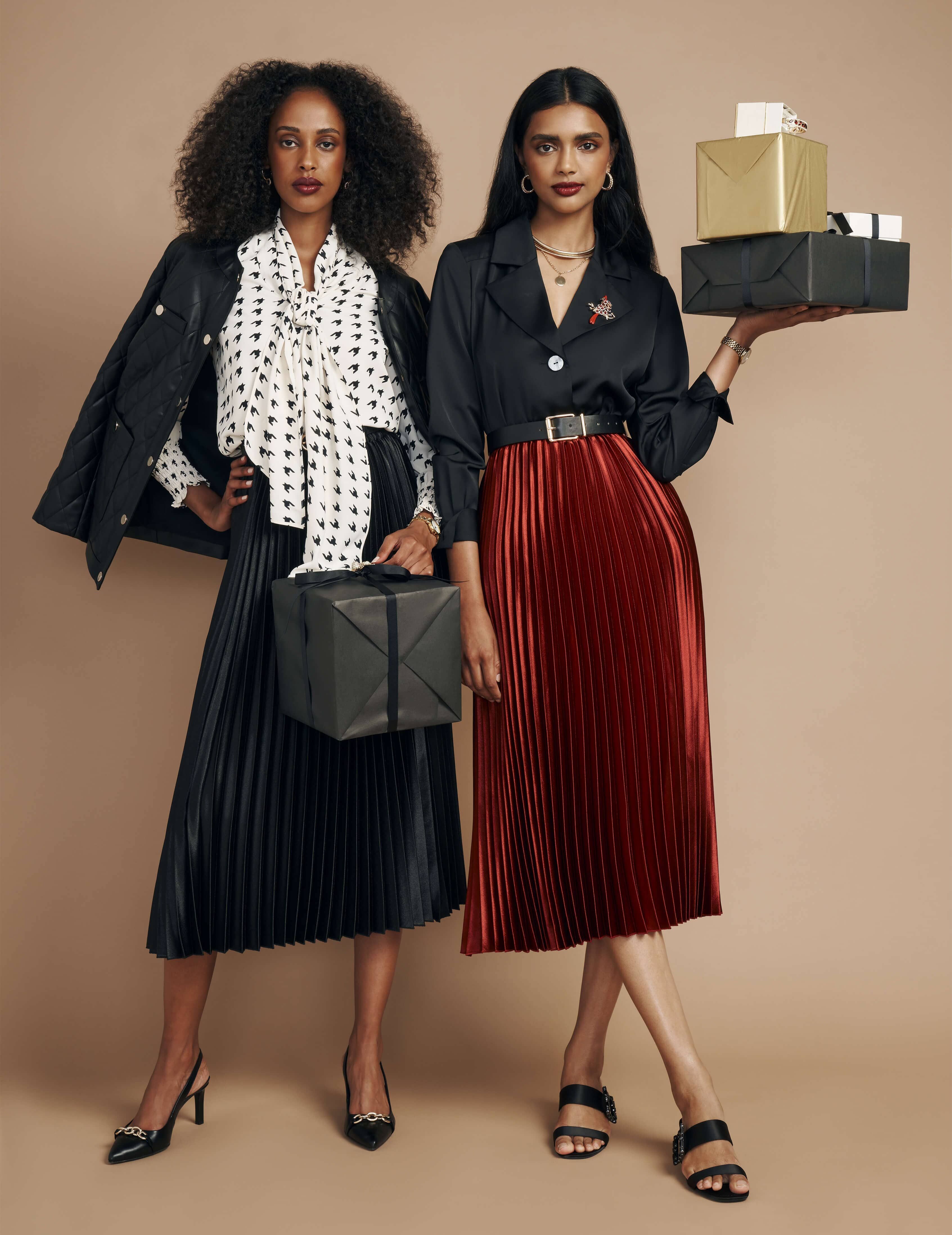 Pull On Pleated Skirt Satin Crepe- Clearance sold by Anne Klein