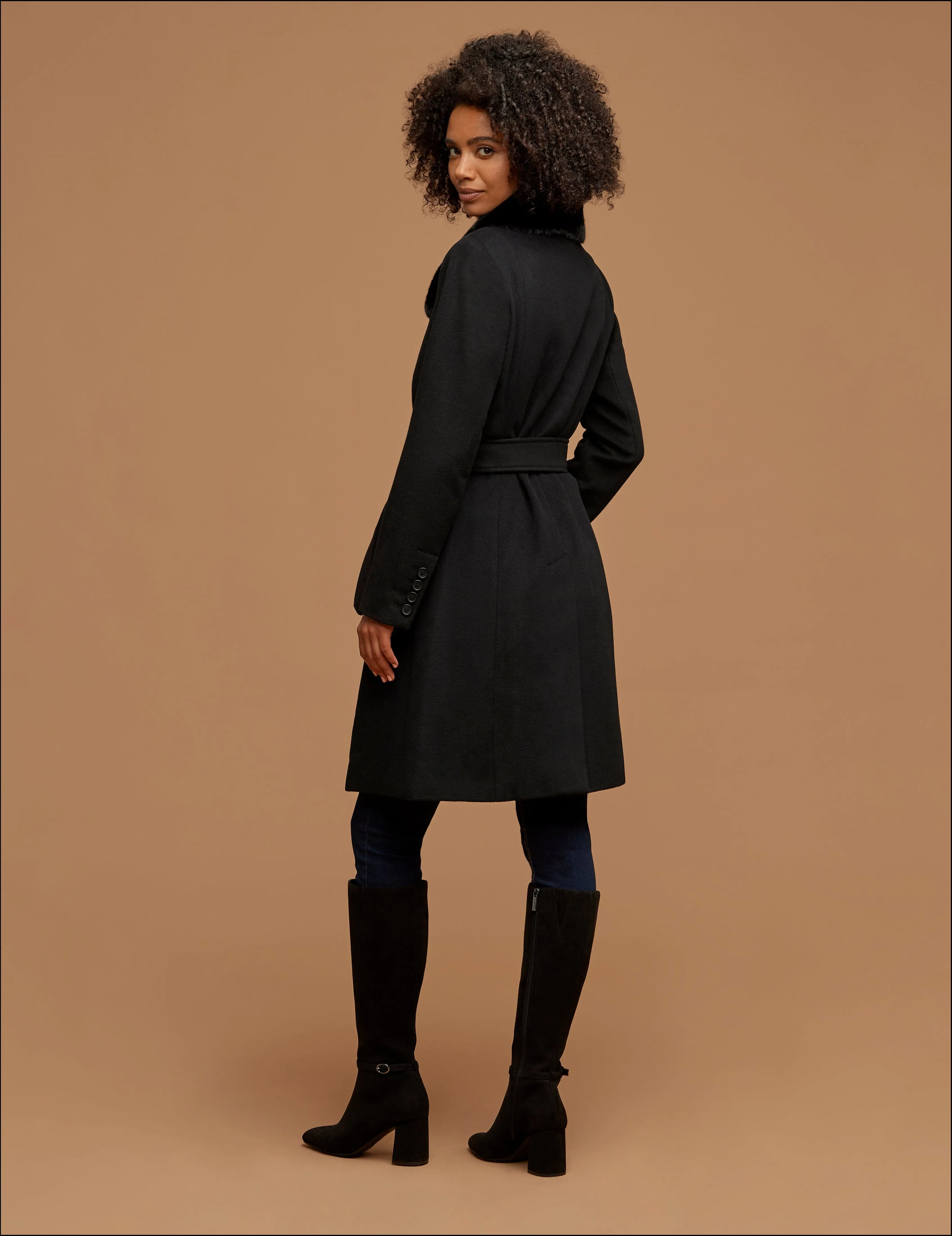 Belted Wrap Wool Coat With Fur Collar sold by Anne Klein product image thumbnail 2