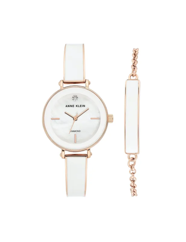 Diamond Bangle Watch With Bracelet Set sold by Anne Klein