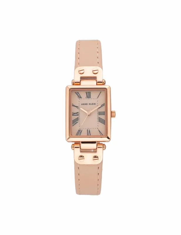 Rectangular Case Leather Strap Watch sold by Anne Klein
