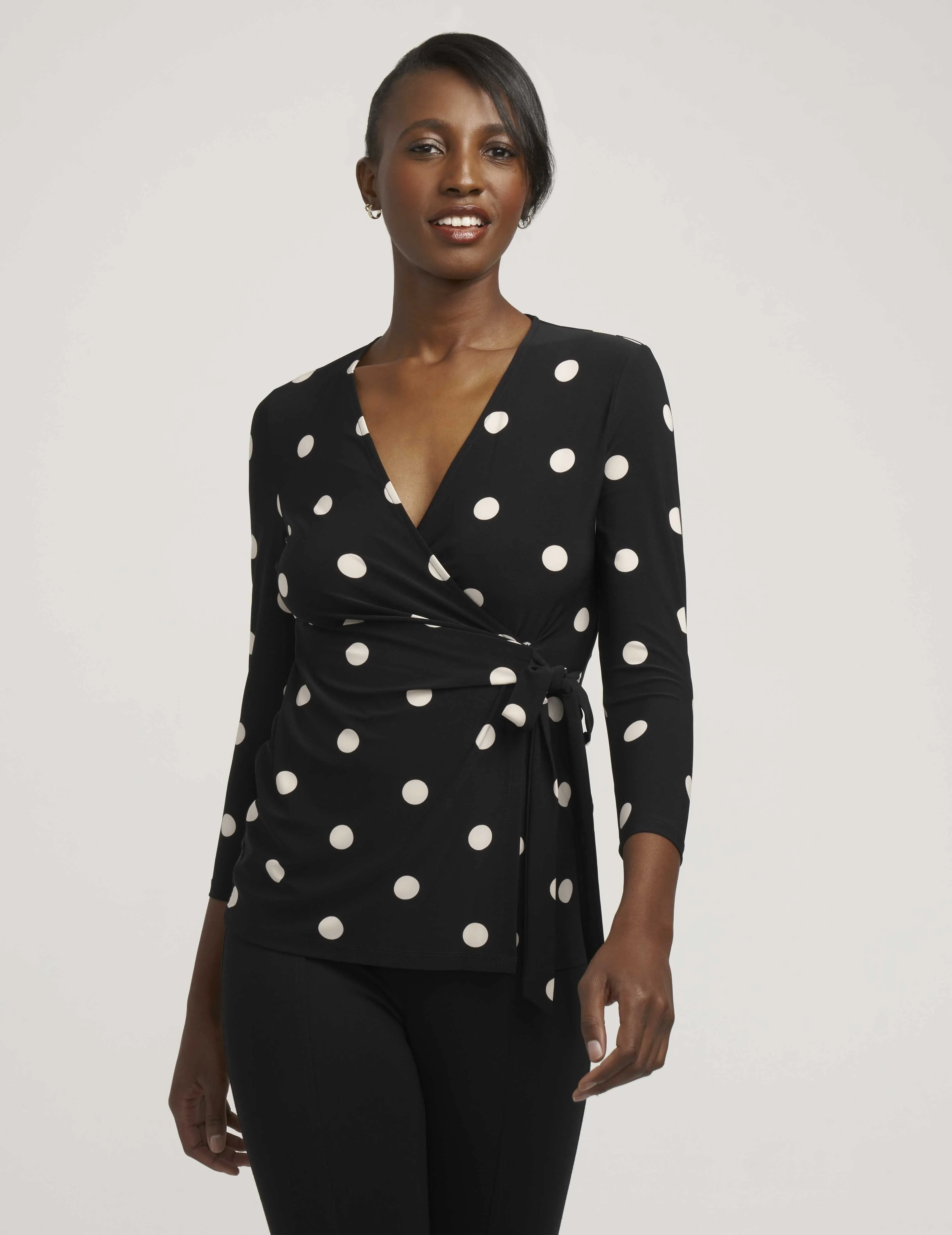 Printed Faux Wrap Top sold by Anne Klein