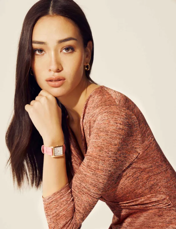 Square Case Leather Strap Watch sold by Anne Klein