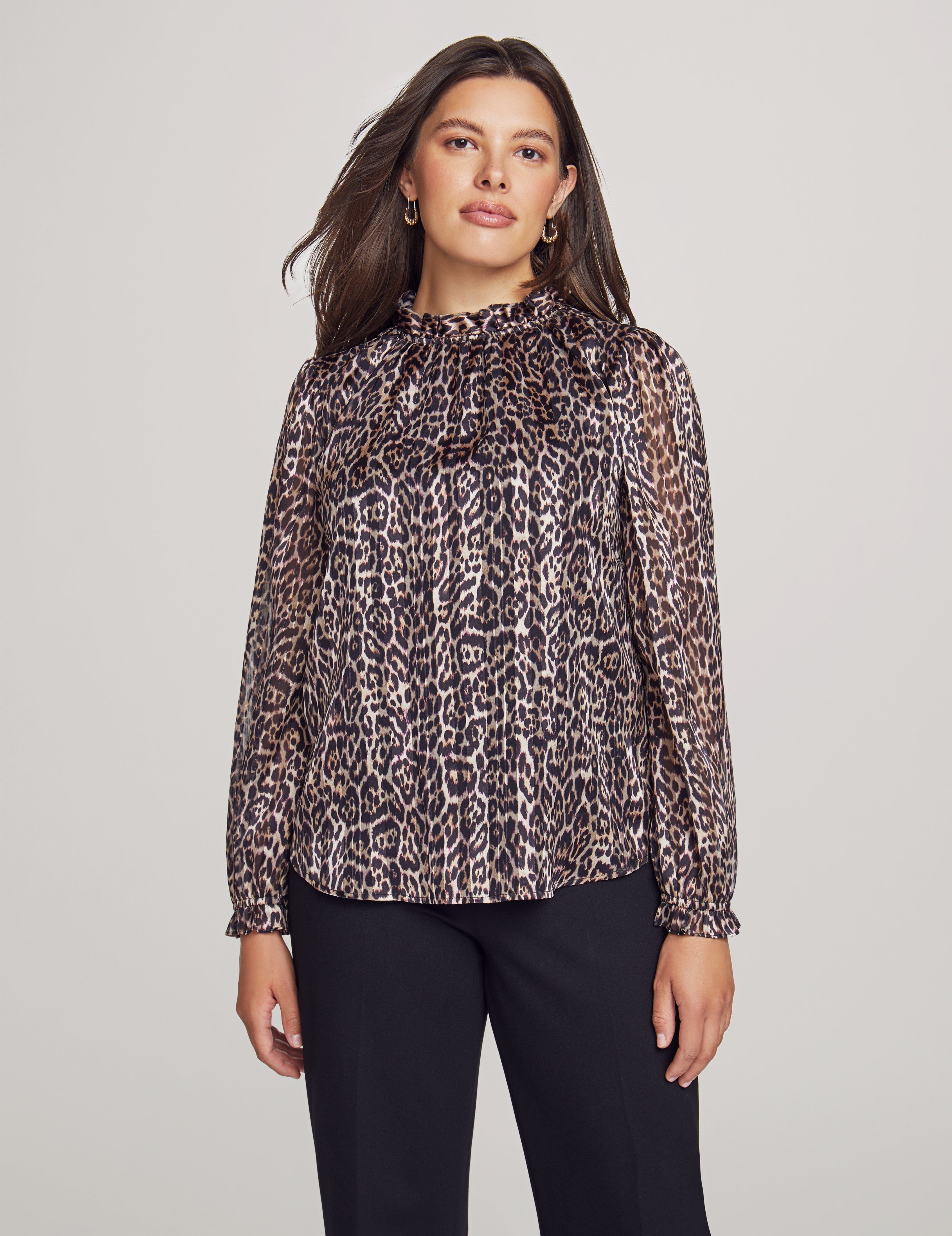Printed Long Sleeve Ruffle Neck Blouse sold by Anne Klein
