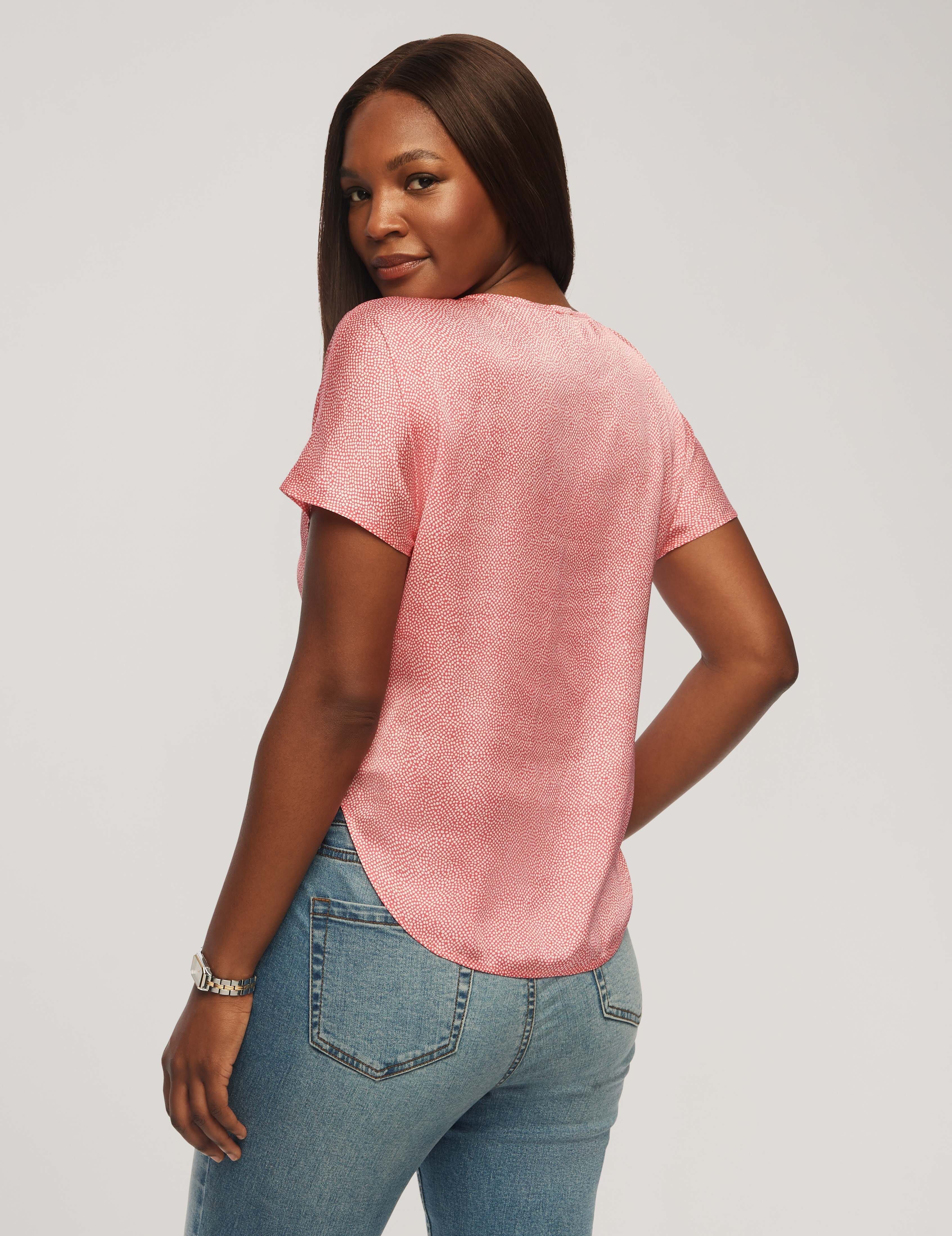 Printed Satin Short Sleeve Blouse With Bateau Neckline- Clearance sold by Anne Klein product image thumbnail 2