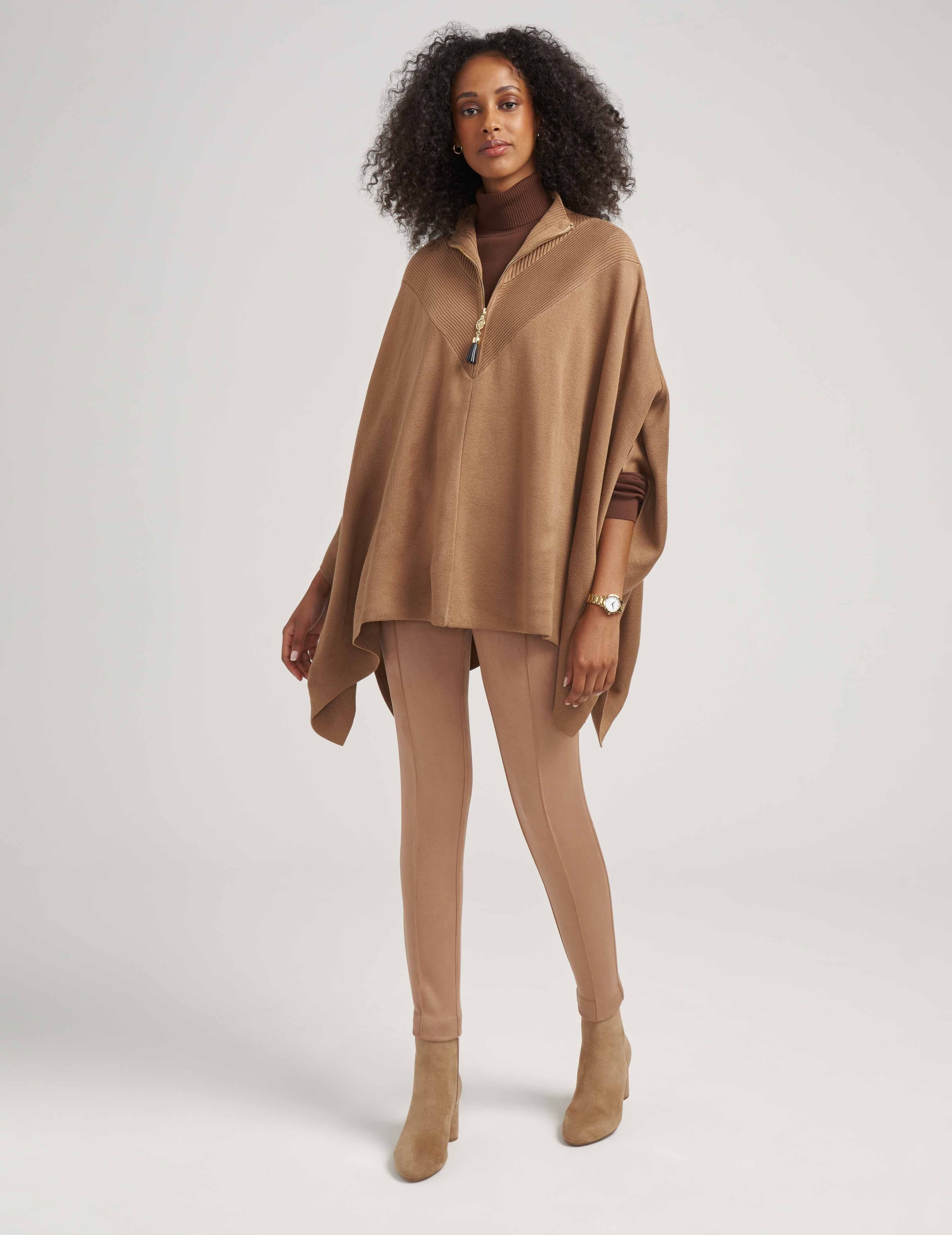 Mock Neck Rib Half Zip Poncho- Clearance sold by Anne Klein product image thumbnail 3