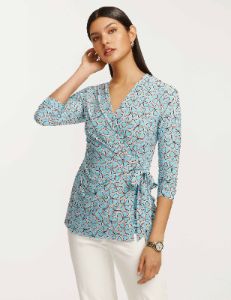 Printed Faux Wrap Top- Sale sold by Anne Klein