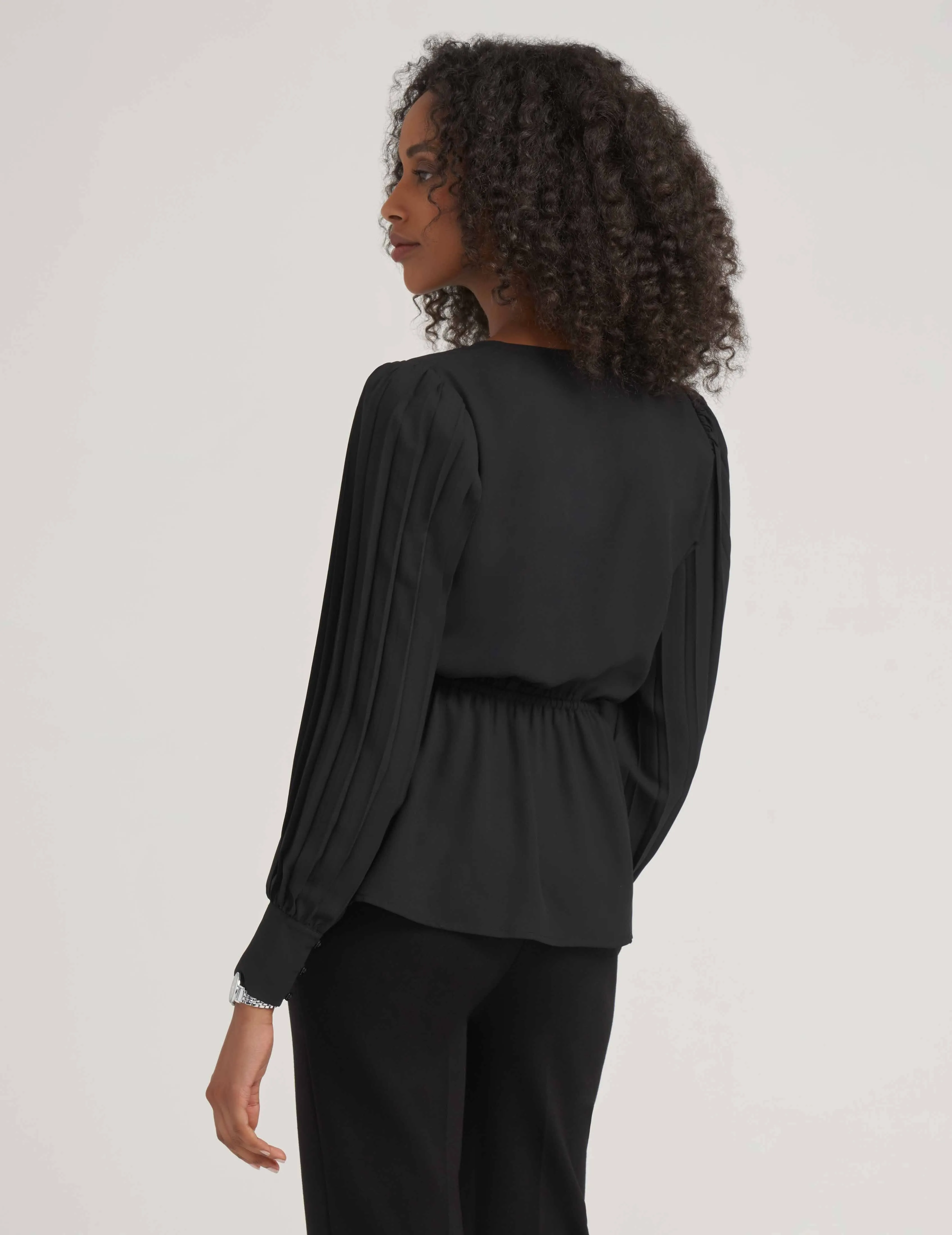 Pleated Sleeve V-Neck Blouse- Sale sold by Anne Klein product image thumbnail 2