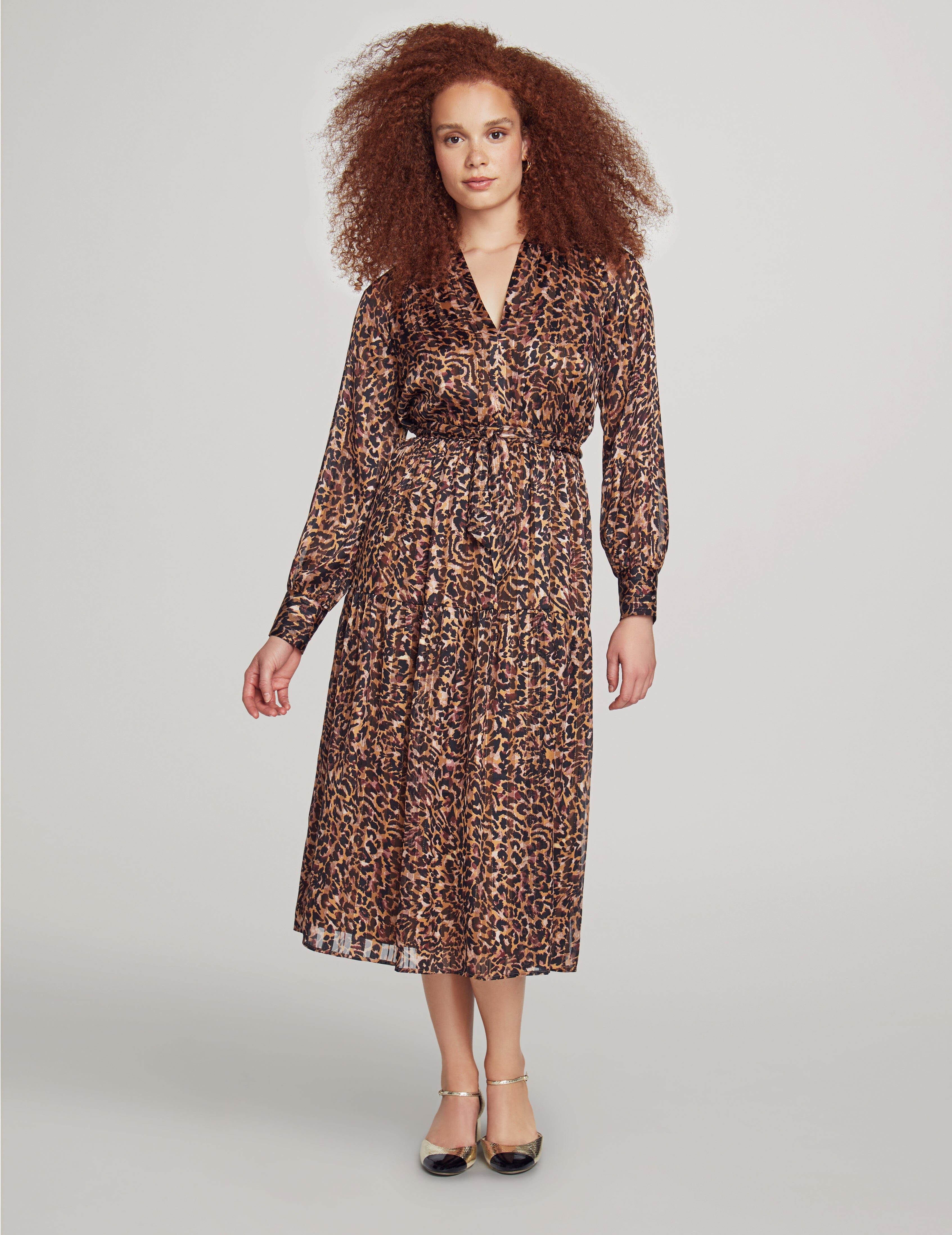 Printed V-Neck Tiered Midi Dress sold by Anne Klein