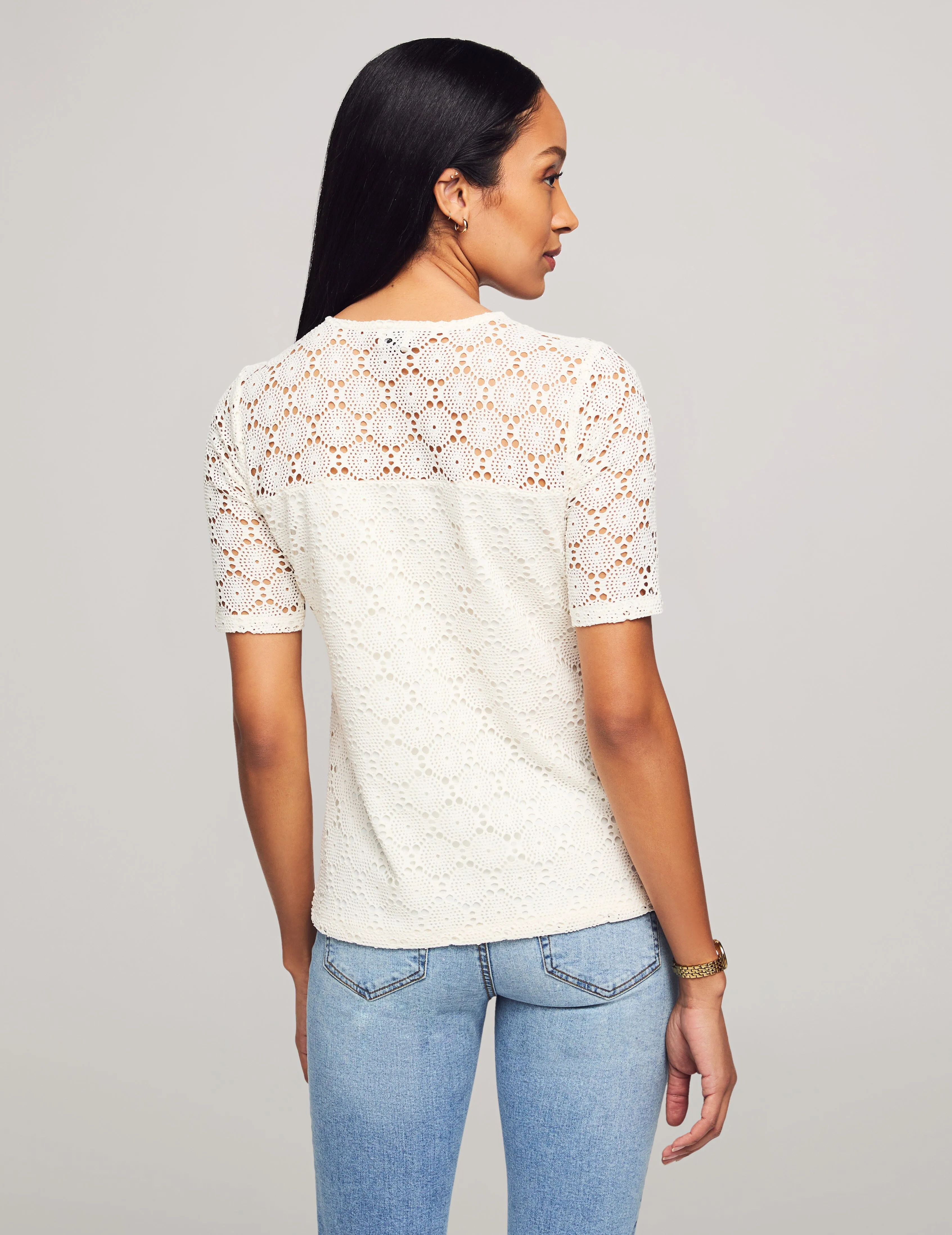 Lace Knit Elbow Sleeve Lace Tee- Sale sold by Anne Klein product image thumbnail 2