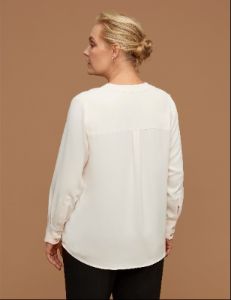 Plus Size Long Sleeve Pleated Neck Blouse sold by Anne Klein