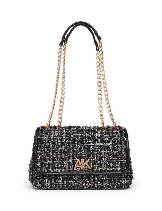 Quilted Tweed Convertible Flap Shoulder Bag With Turn Lock sold by Anne Klein