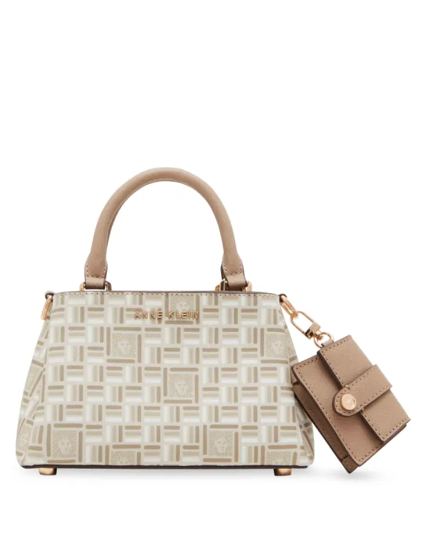 Mini Triple Compartment Crossbody In Tonal Tile Lion Logo sold by Anne Klein