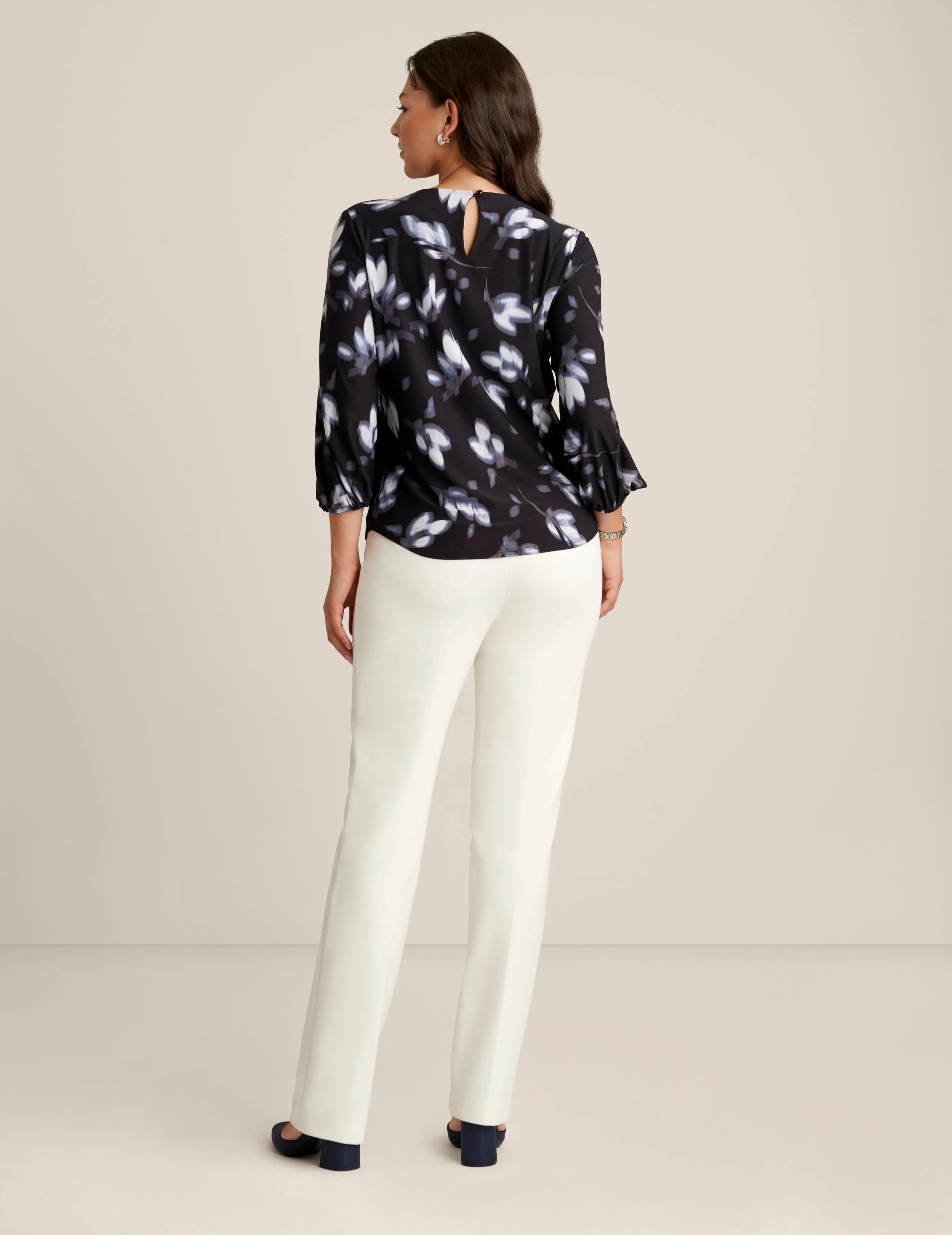 Printed Pleat Neck Blouson Top sold by Anne Klein product image thumbnail 2