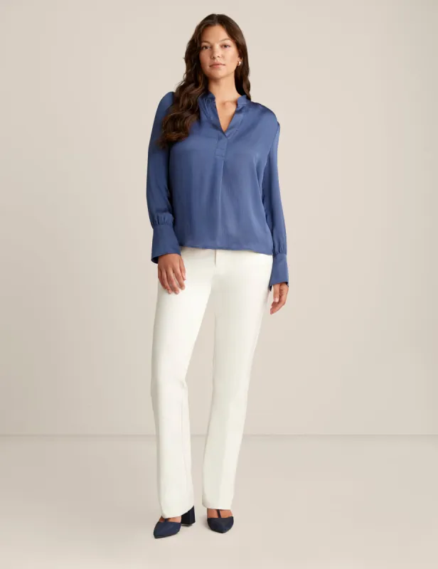 Long Sleeve V Neck Pleat Front Blouse sold by Anne Klein