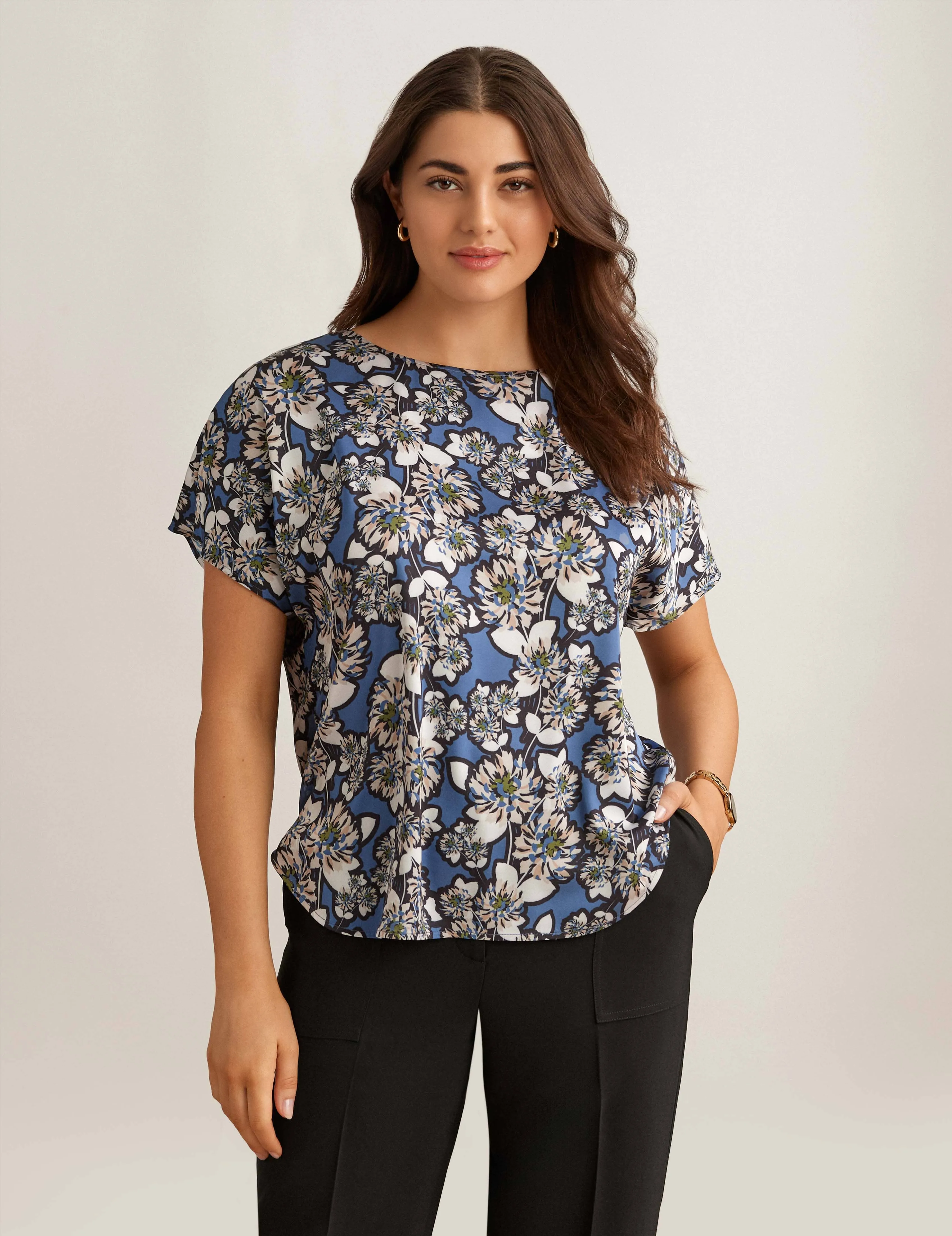 Short Sleeve Blouse With Bateau Neckline - Sale sold by Anne Klein