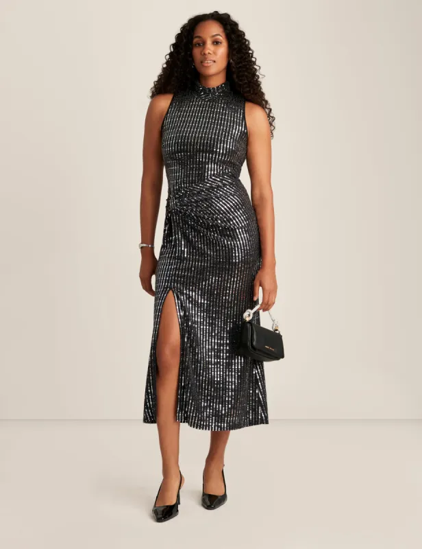 Mock Neck Sheath Midi Dress made by Kasper