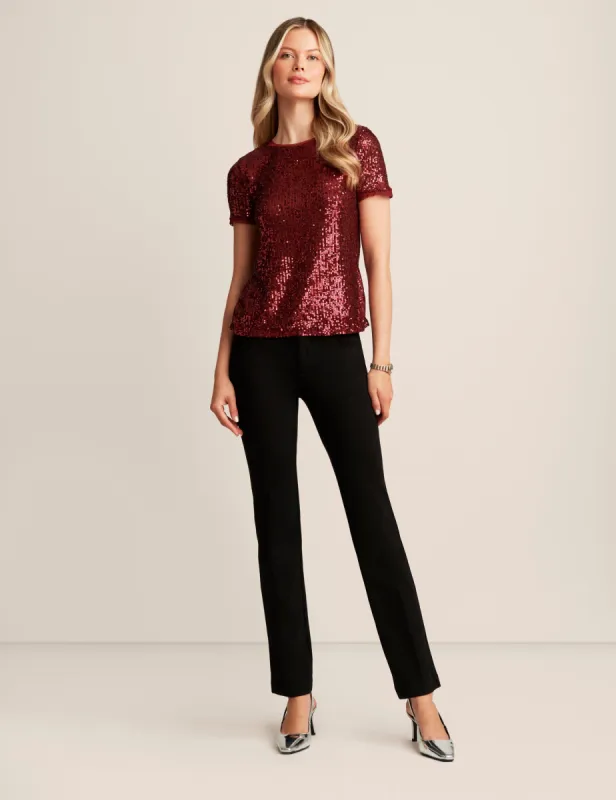 Sequin Mesh Short Sleeve Tee sold by Anne Klein