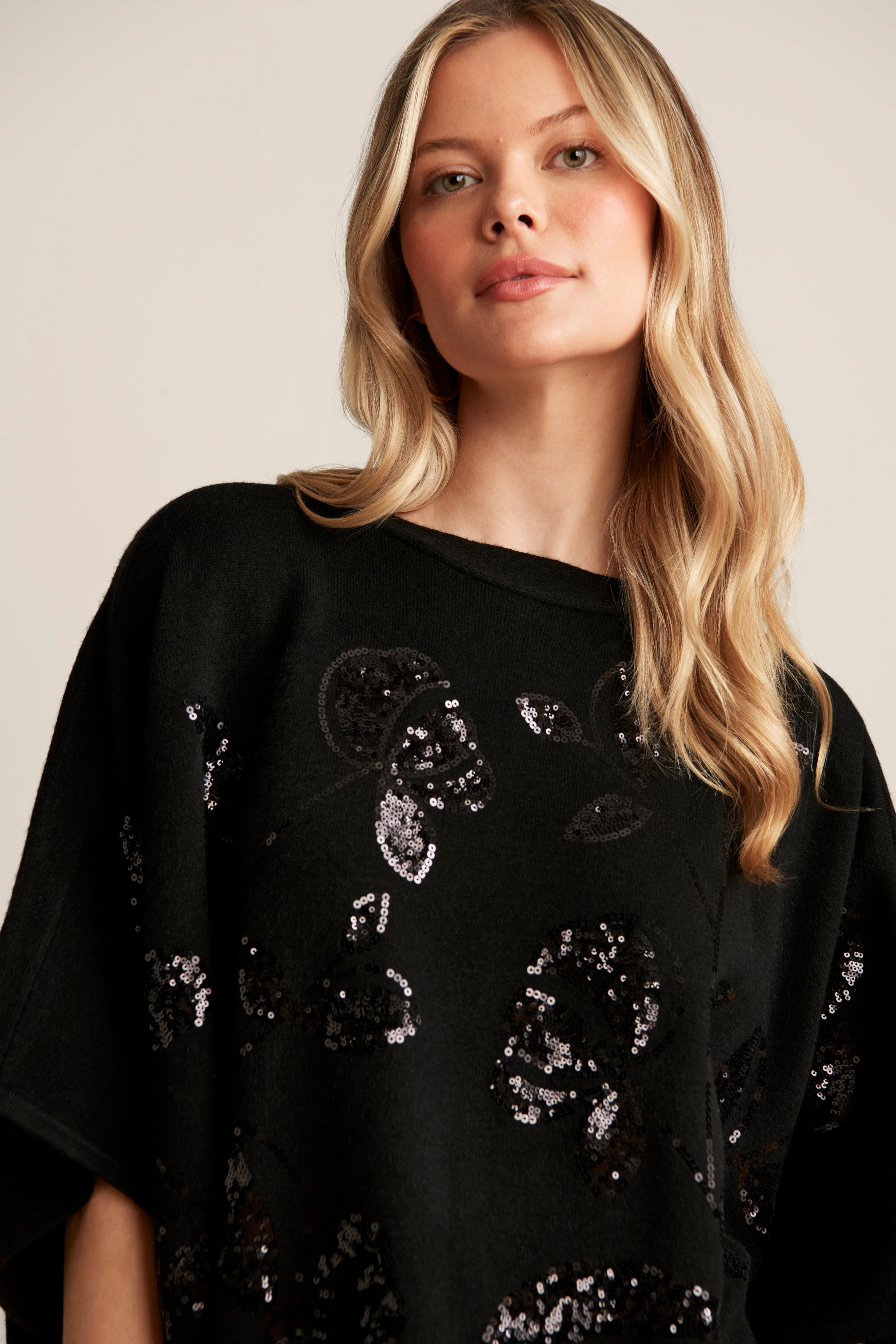 Floral Sequin Poncho sold by Anne Klein product image thumbnail 2