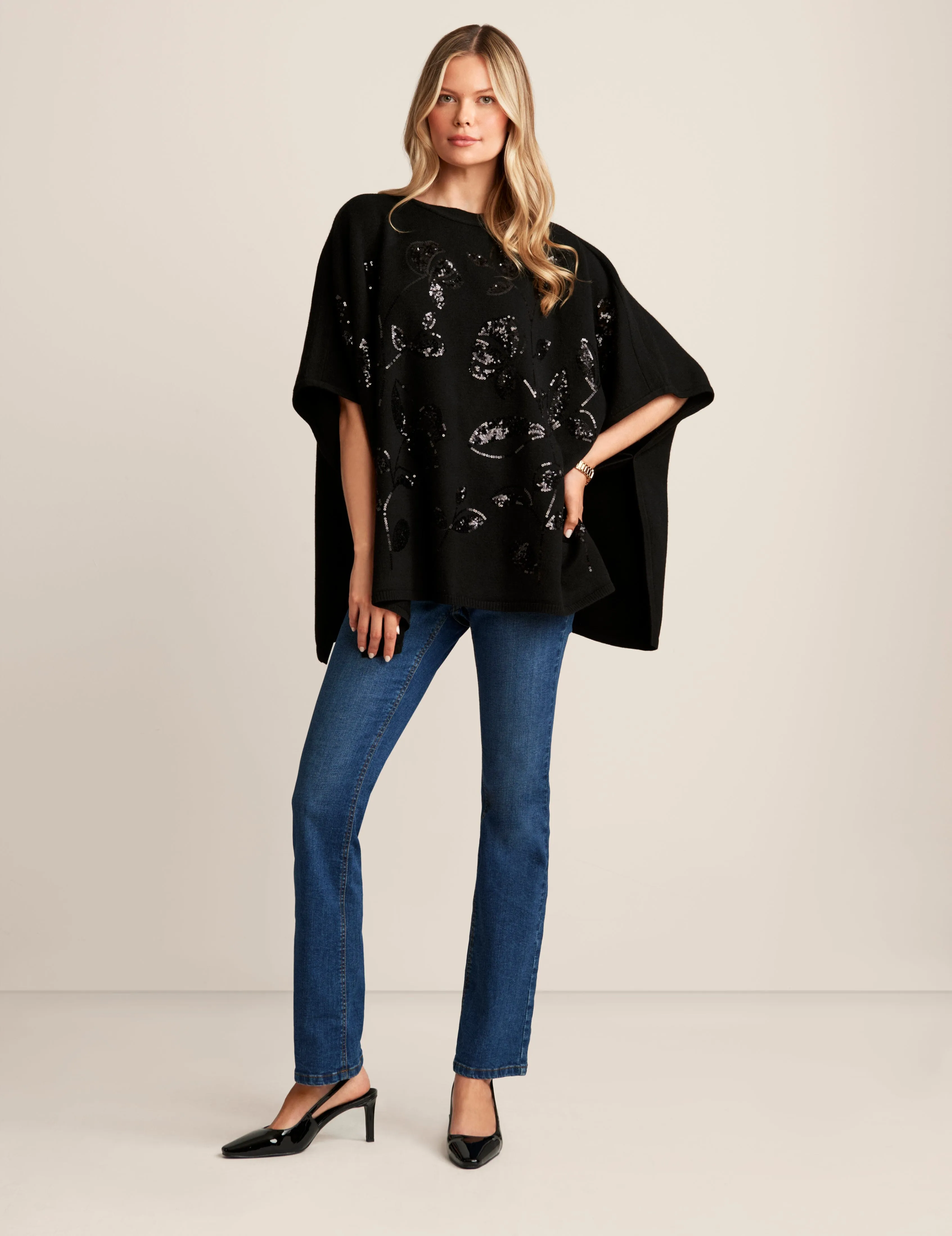 Floral Sequin Poncho sold by Anne Klein