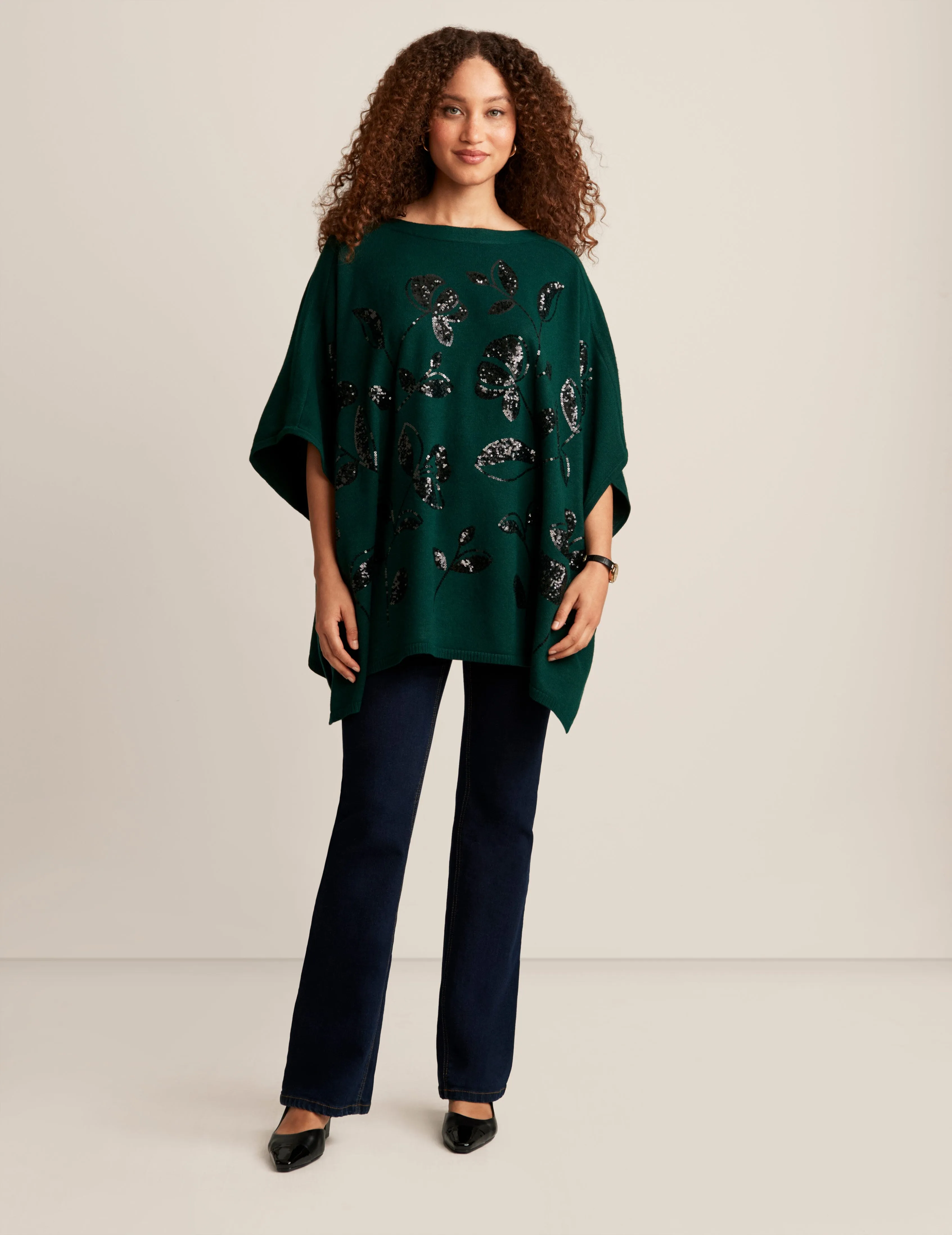 Floral Sequin Poncho sold by Anne Klein