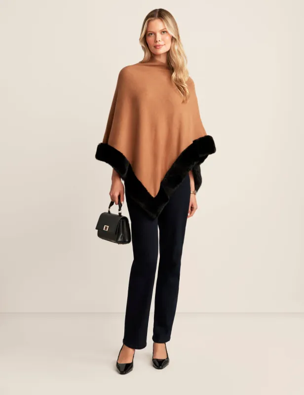 Fur Trim Poncho Cape sold by Anne Klein