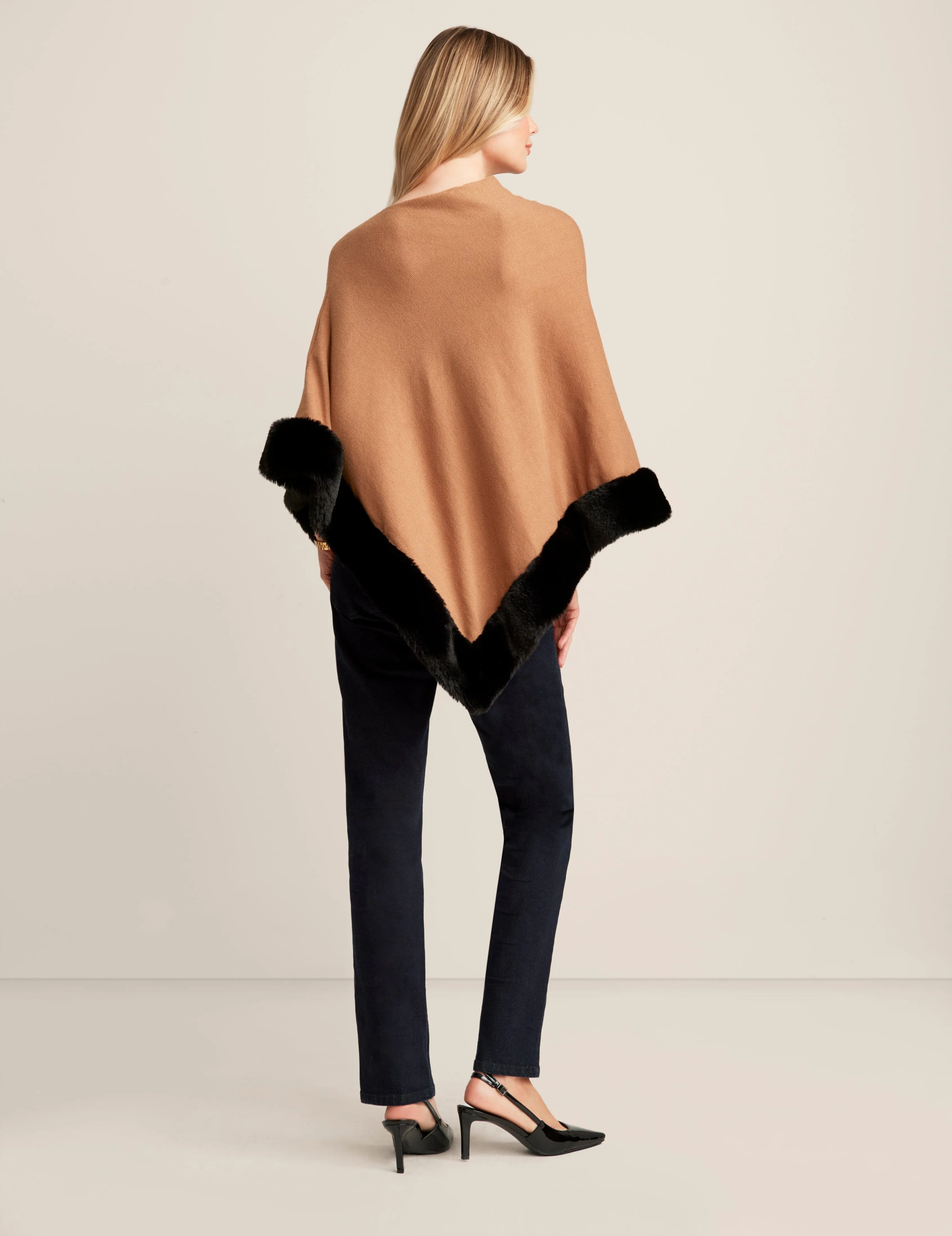 Fur Trim Poncho Cape sold by Anne Klein product image thumbnail 2