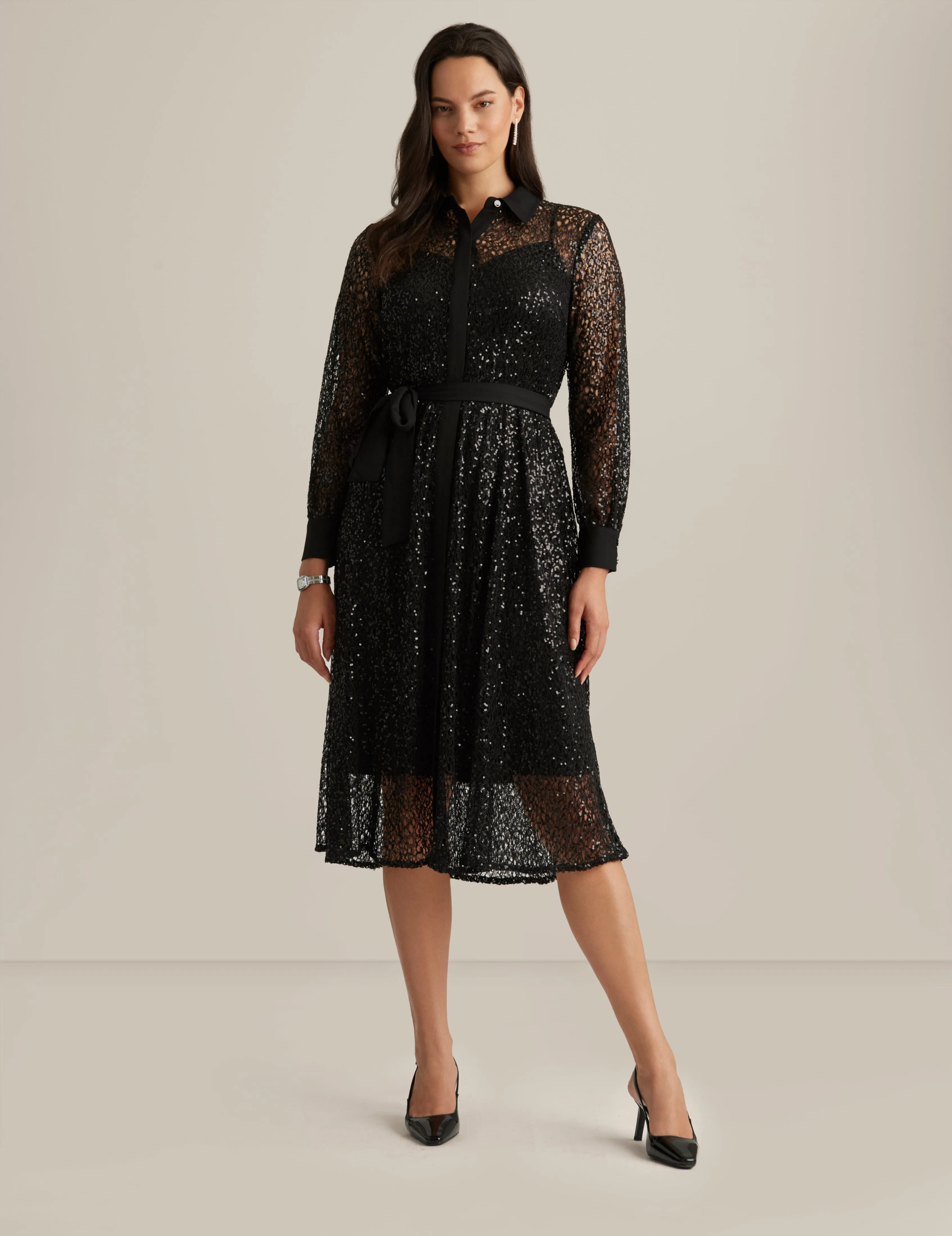 Mixed Media A-Line Shirt Dress sold by Anne Klein