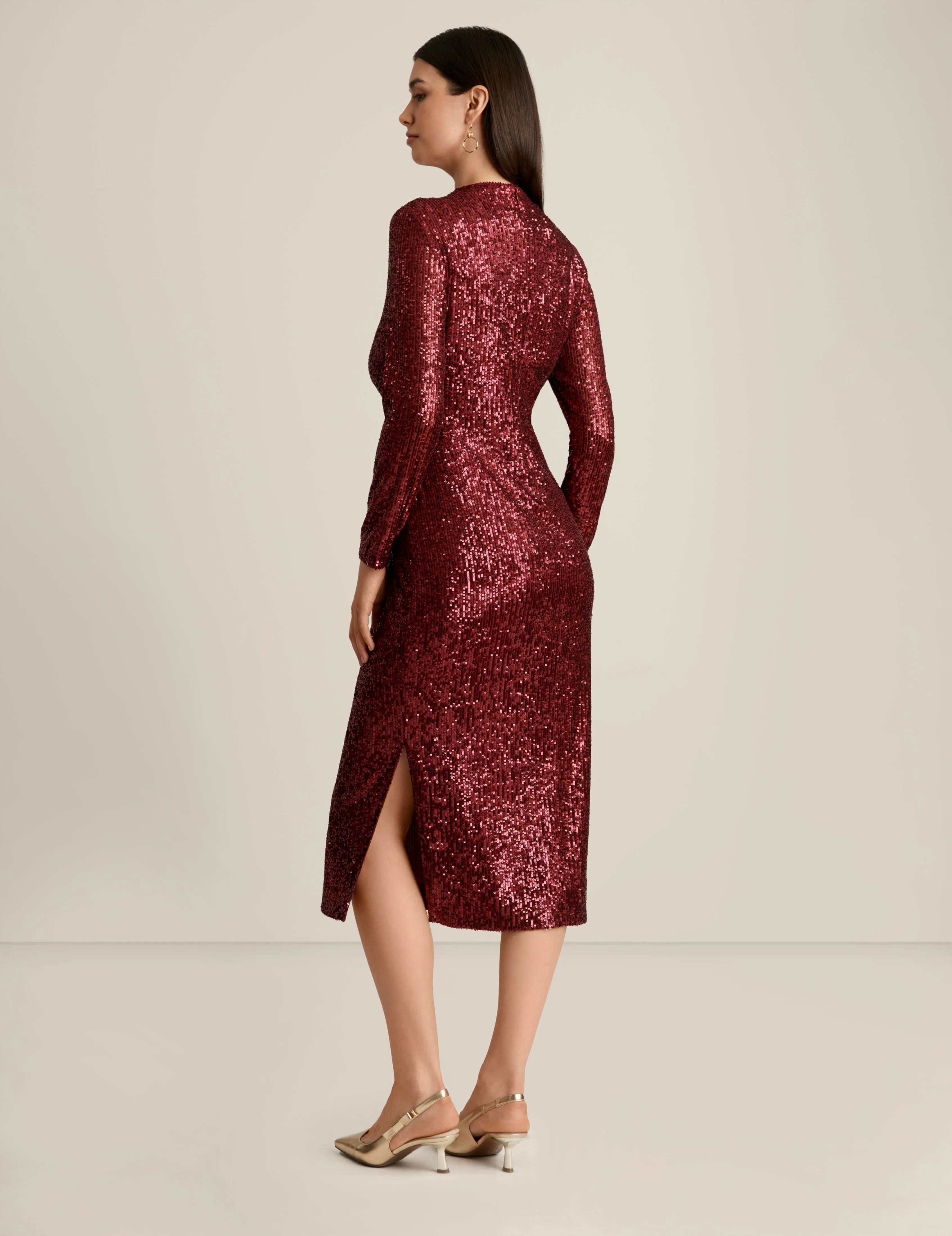 Long Sleeve Mock Neck Fitted Midi Dress sold by Anne Klein product image thumbnail 3