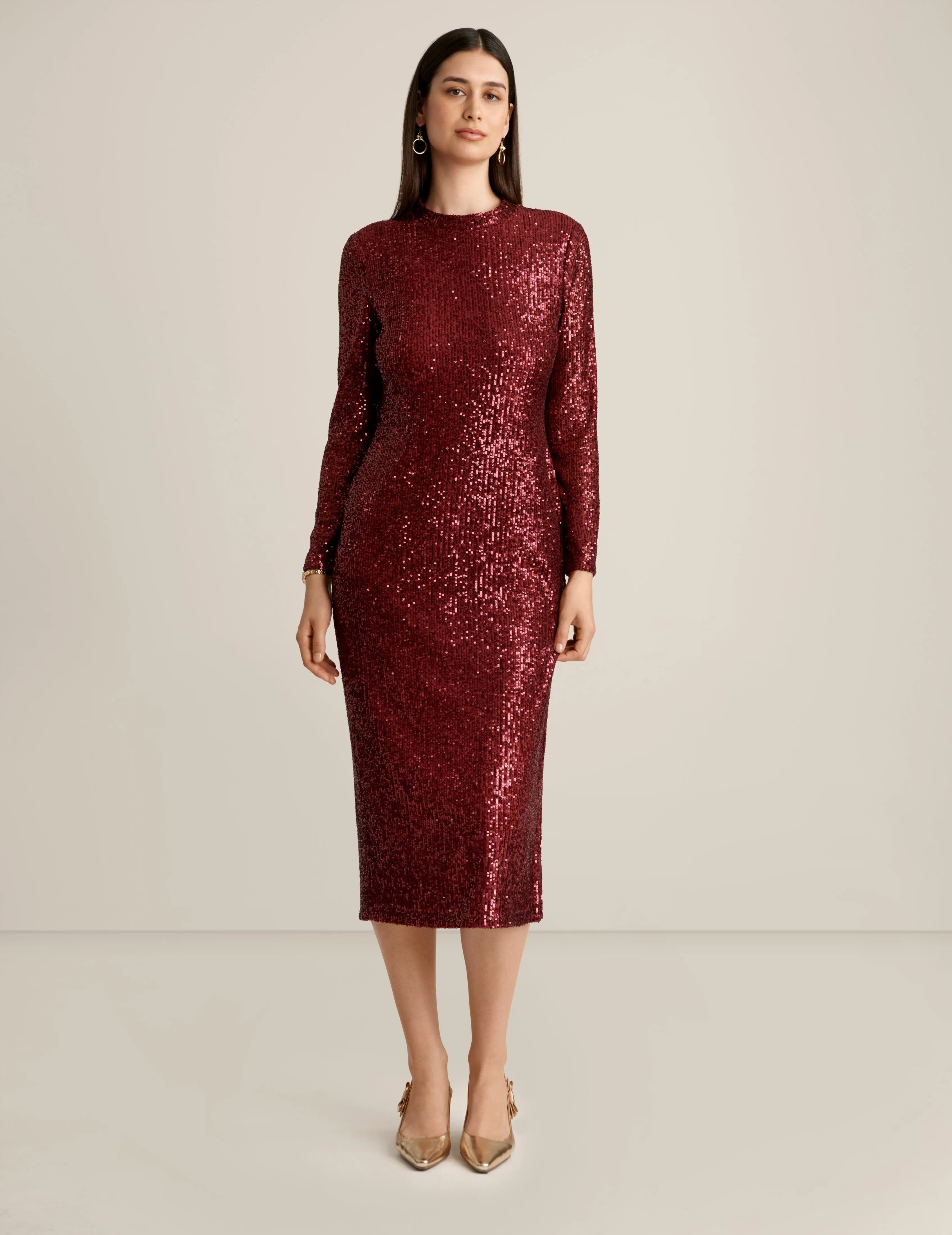 Long Sleeve Mock Neck Fitted Midi Dress sold by Anne Klein product image thumbnail 2