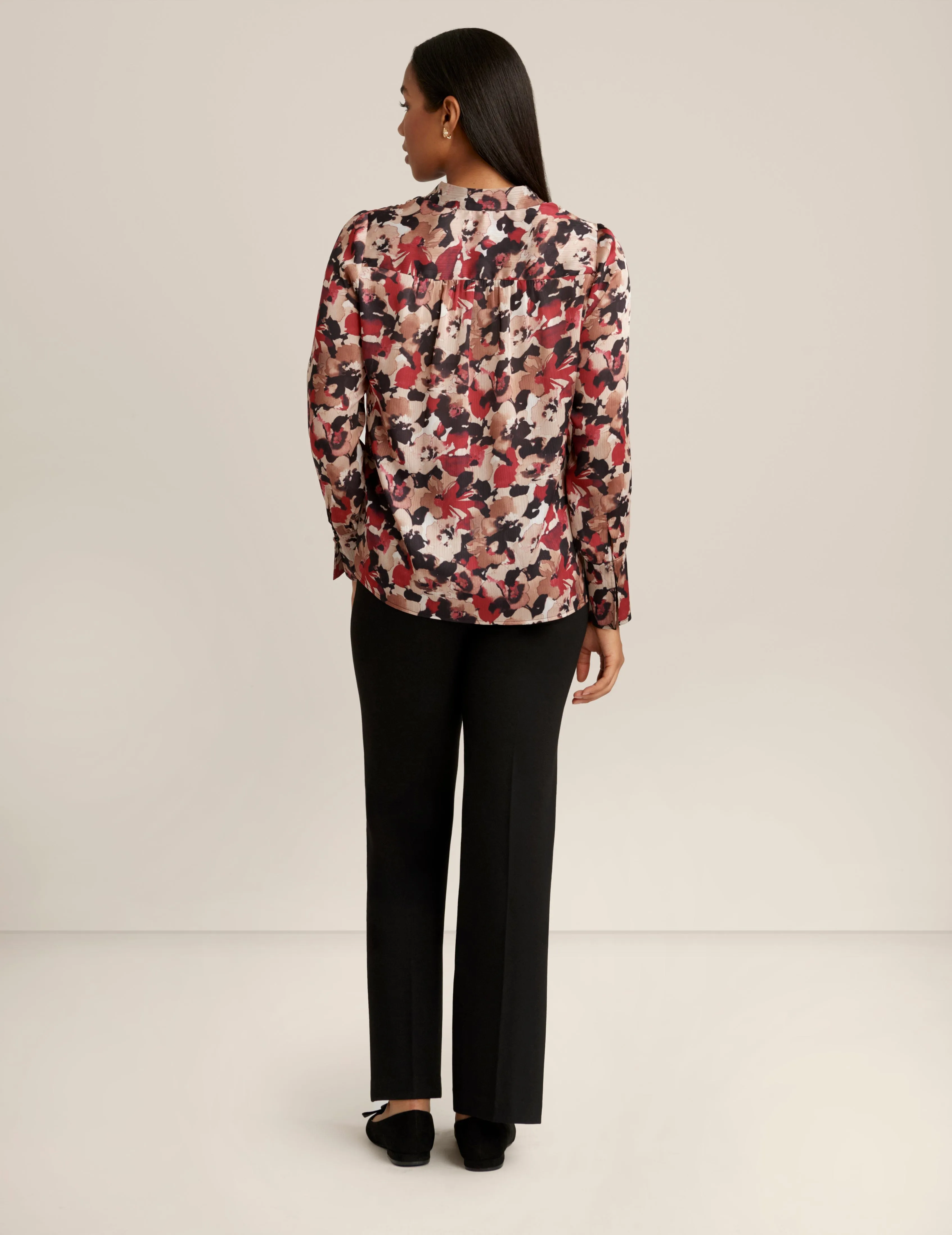 Long Sleeve V Neck Pleat Front Blouse sold by Anne Klein product image thumbnail 2