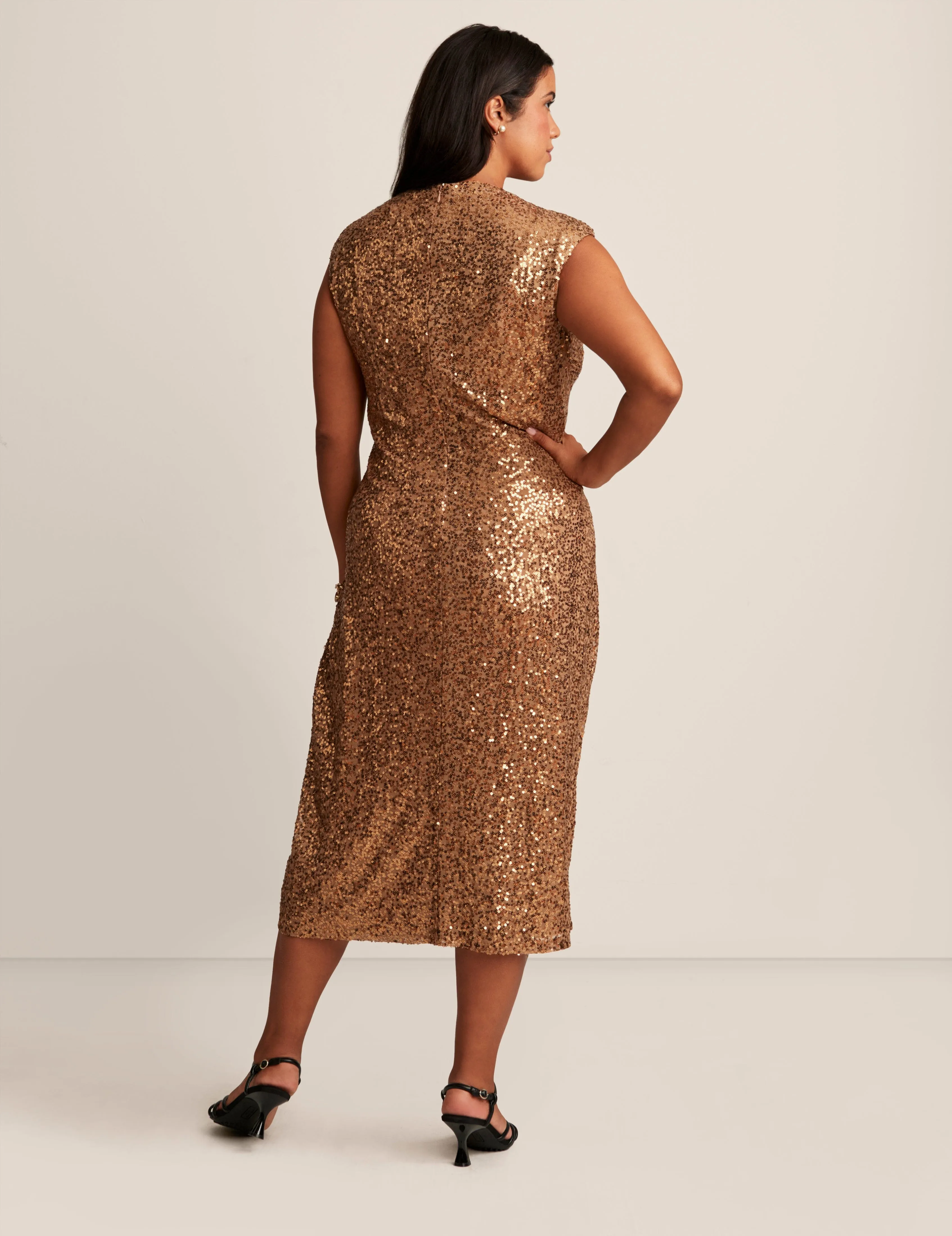 Plus Size Sleeveless Draped Neck Midi Dress sold by Anne Klein product image thumbnail 2