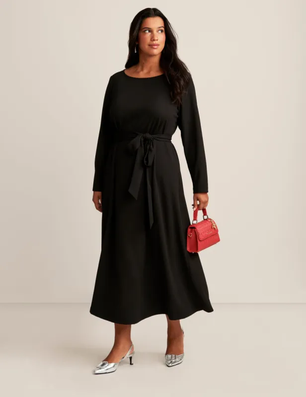 Plus Size Belted Scoop Neck Midi sold by Anne Klein