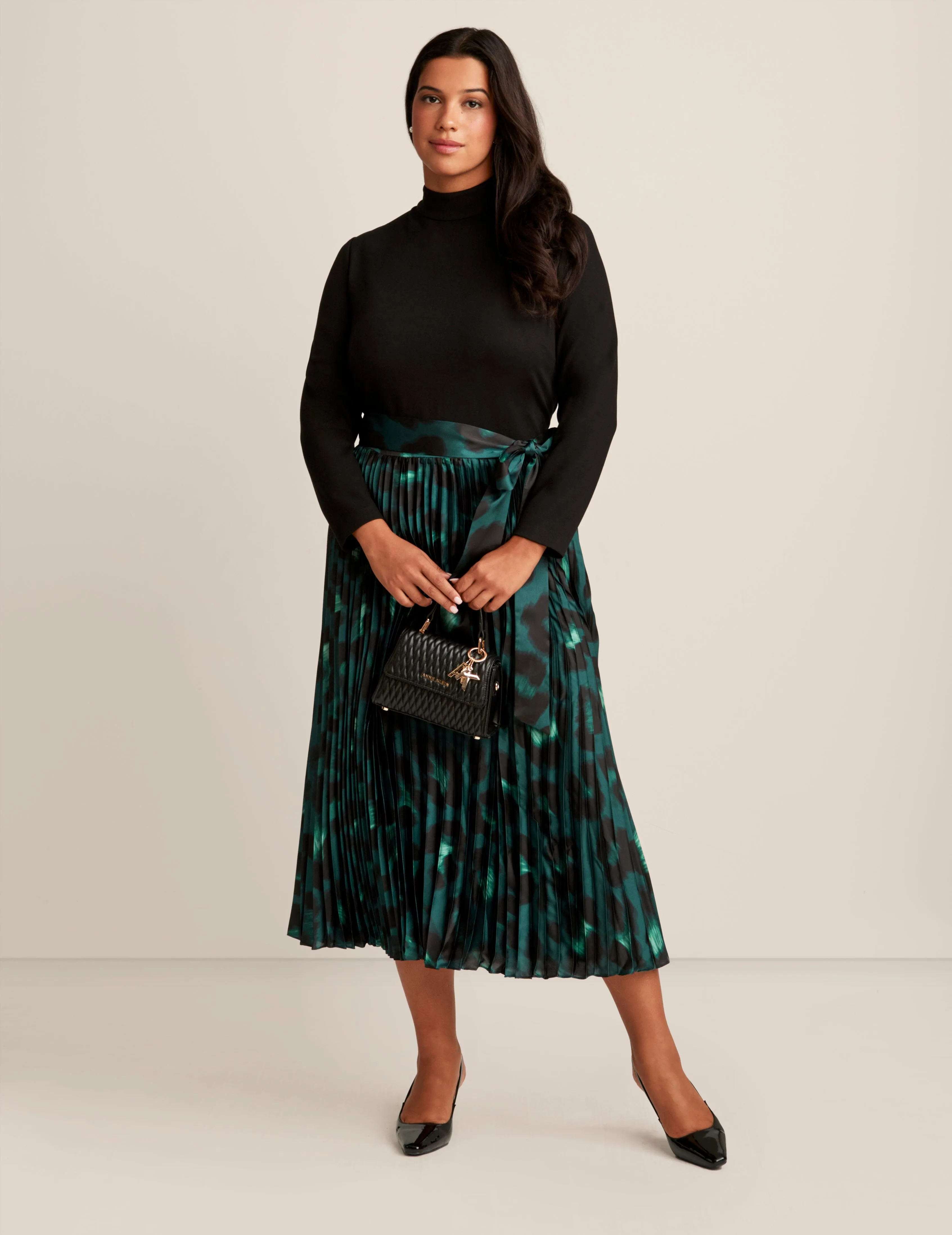 Plus Size Combo Pleated Dress sold by Anne Klein